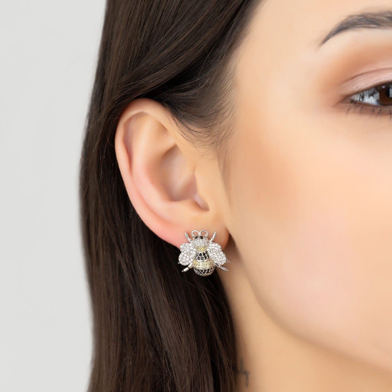 Bumble Bee Stud Earrings Silver