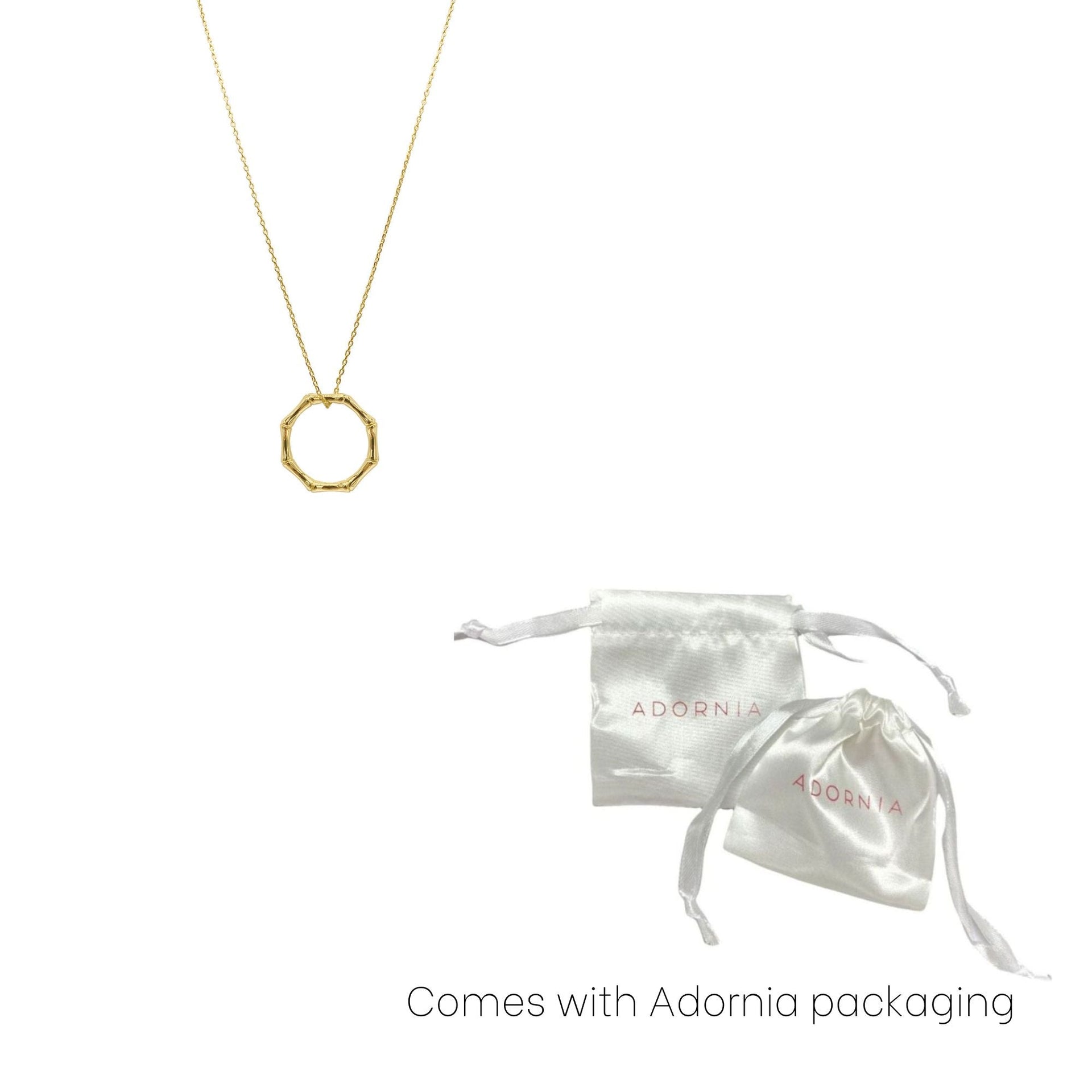 14k Gold Plated Bamboo Ring Necklace