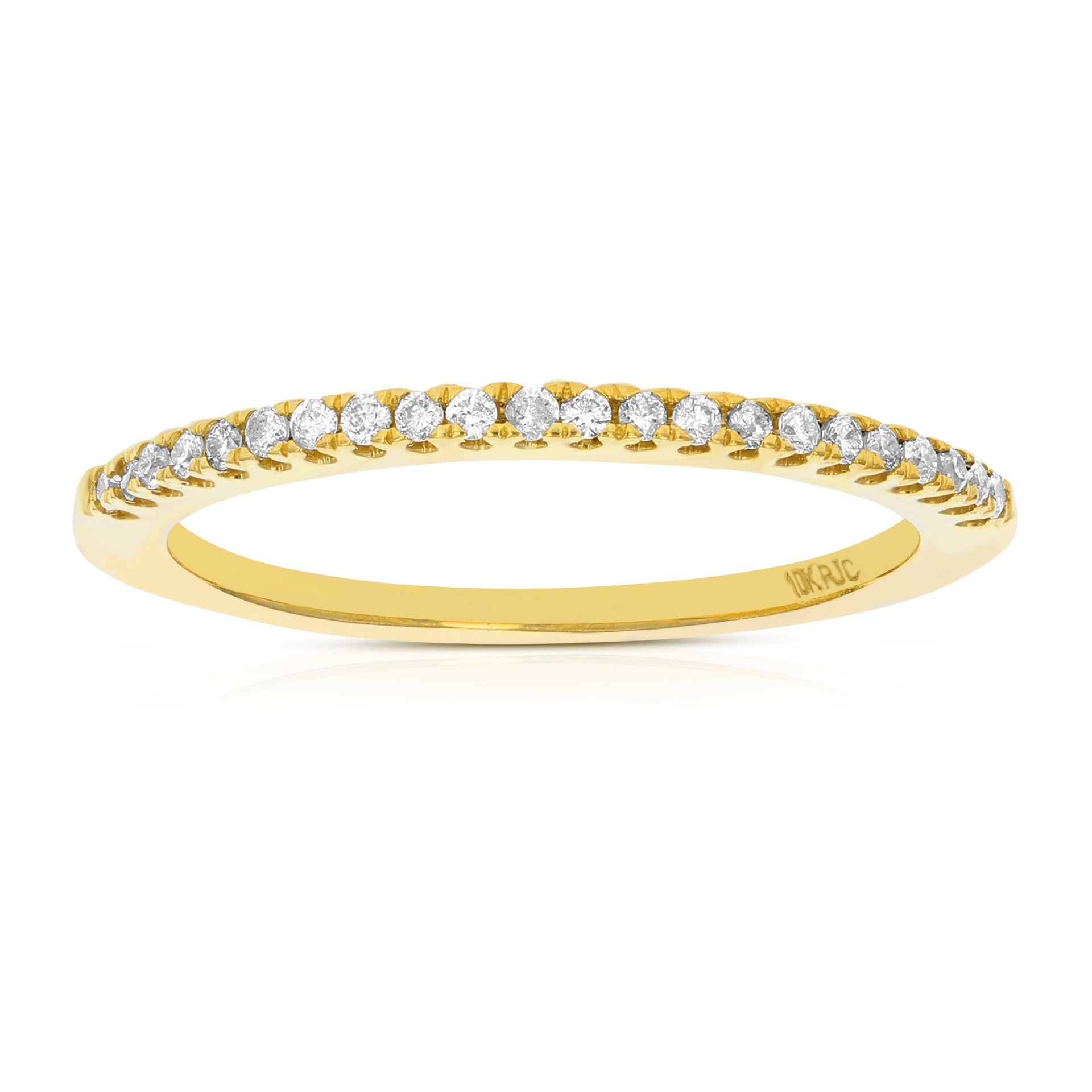 1/6 Cttw Pave Diamond Wedding Band 10K Gold Prong Set Round