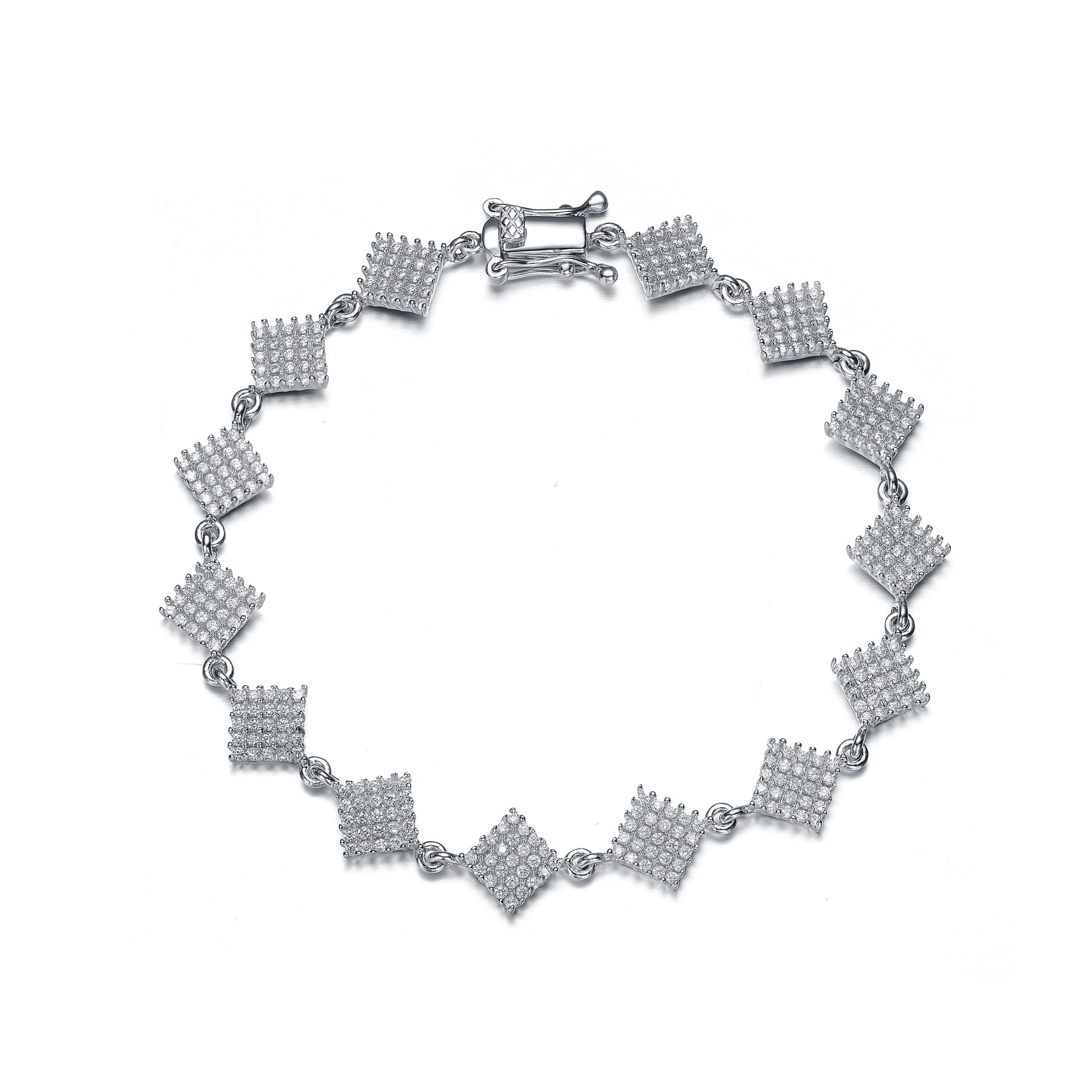 Sterling Silver Cubic Zirconia Square Bracelet