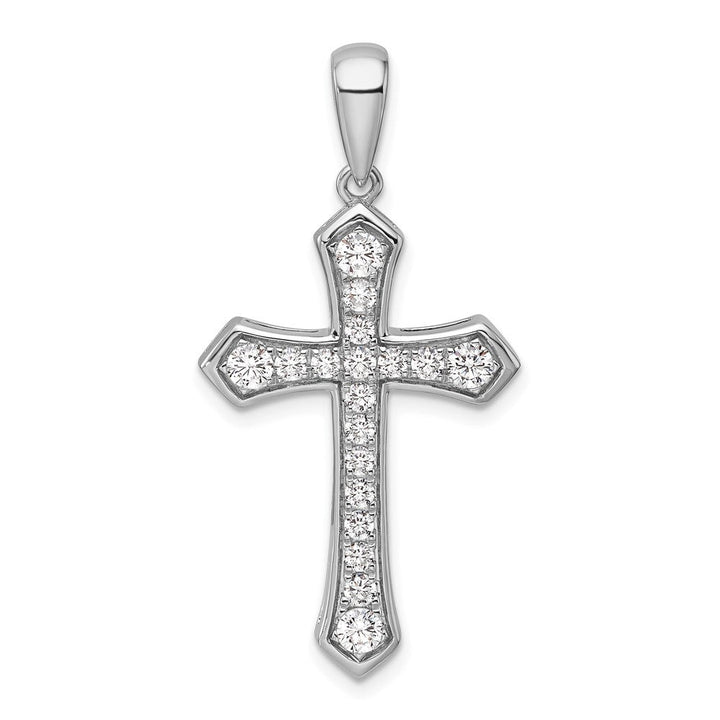 925 Sterling Silver Cross Necklace Pendant With .75 CT Lab-Created Diamonds