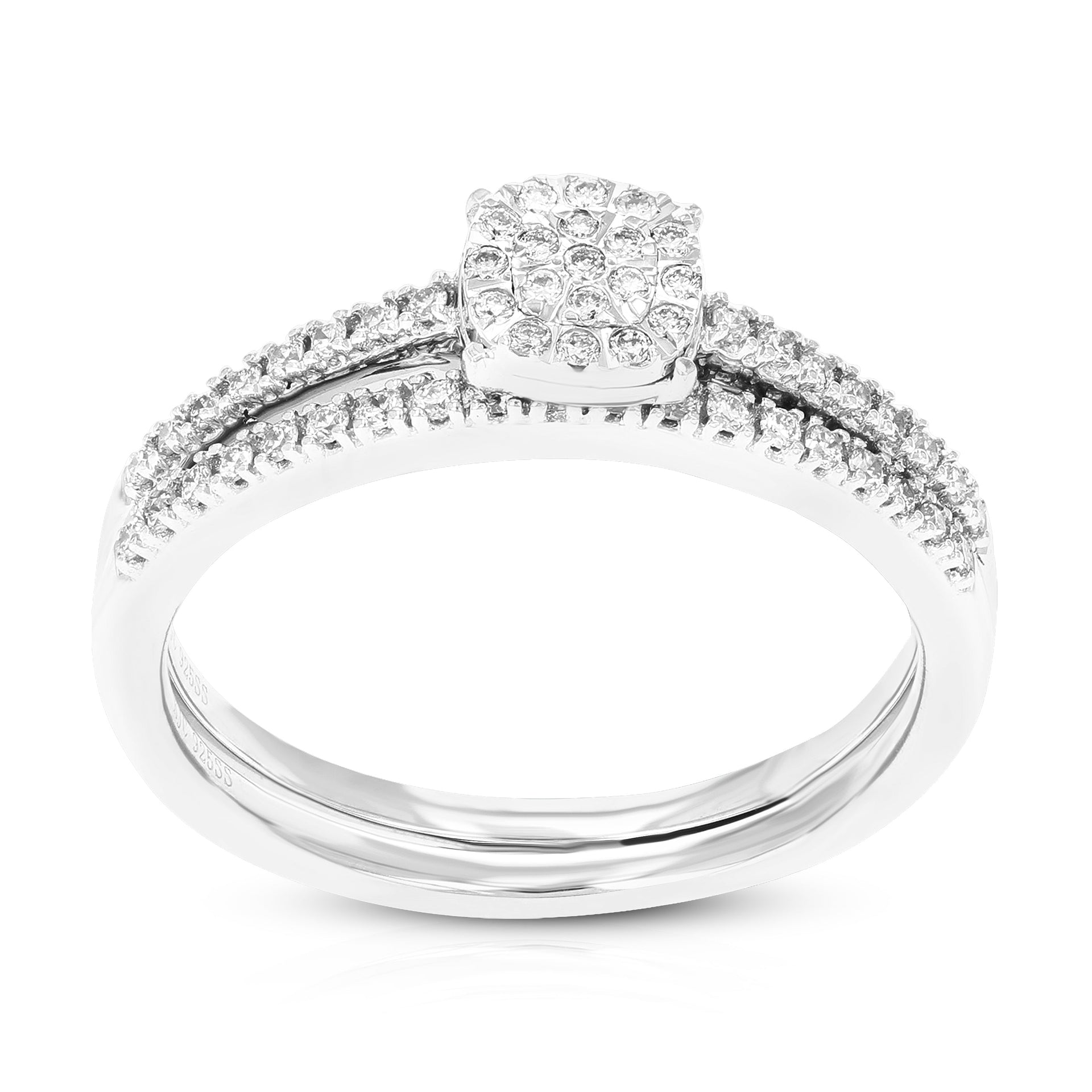 1/4 cttw 54 Stones Round Lab Grown Diamond Bridal Set .925 Sterling Silver Prong Set
