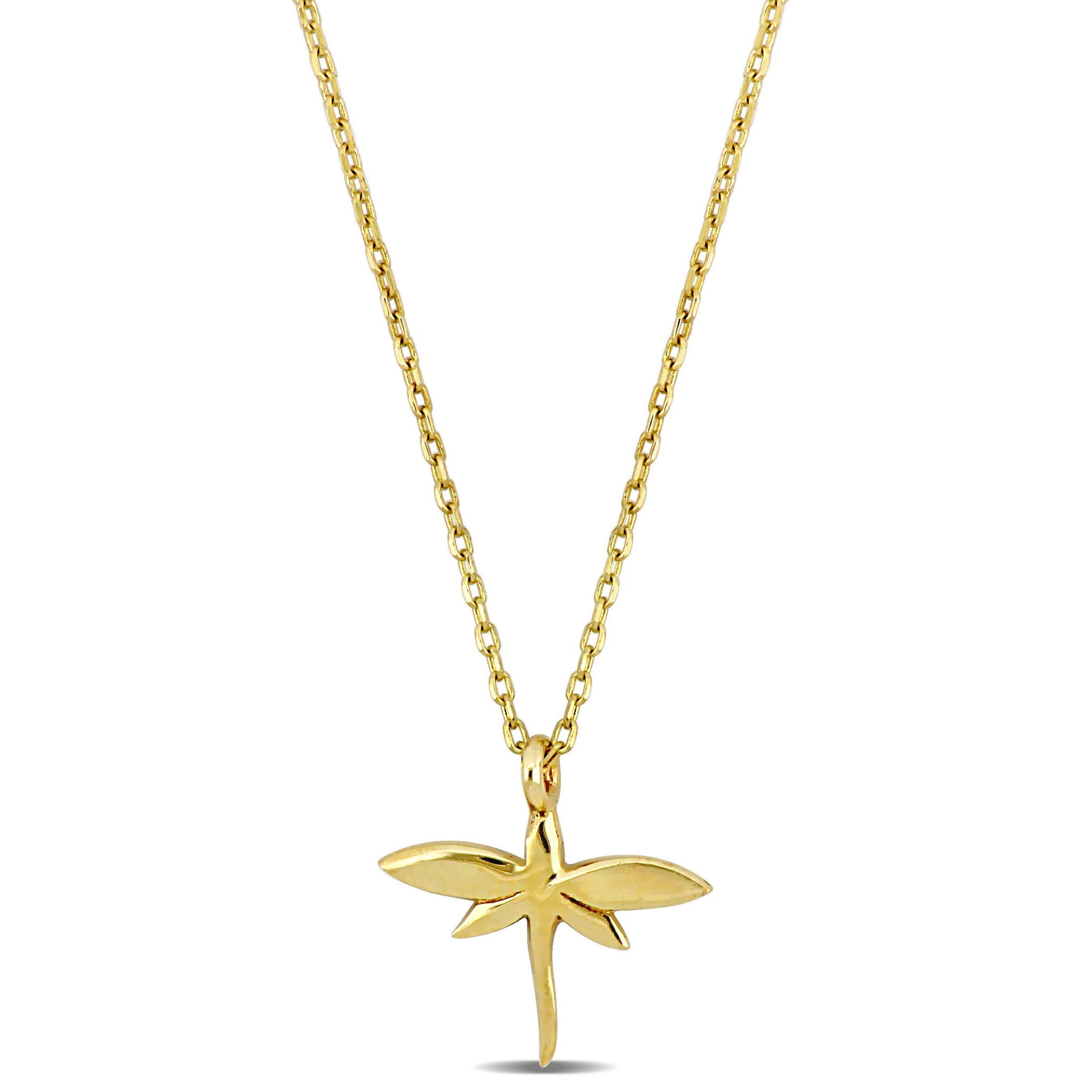 Mimi & Max Dragonfly Pendant with Chain in 14k Yellow Gold - 17 in