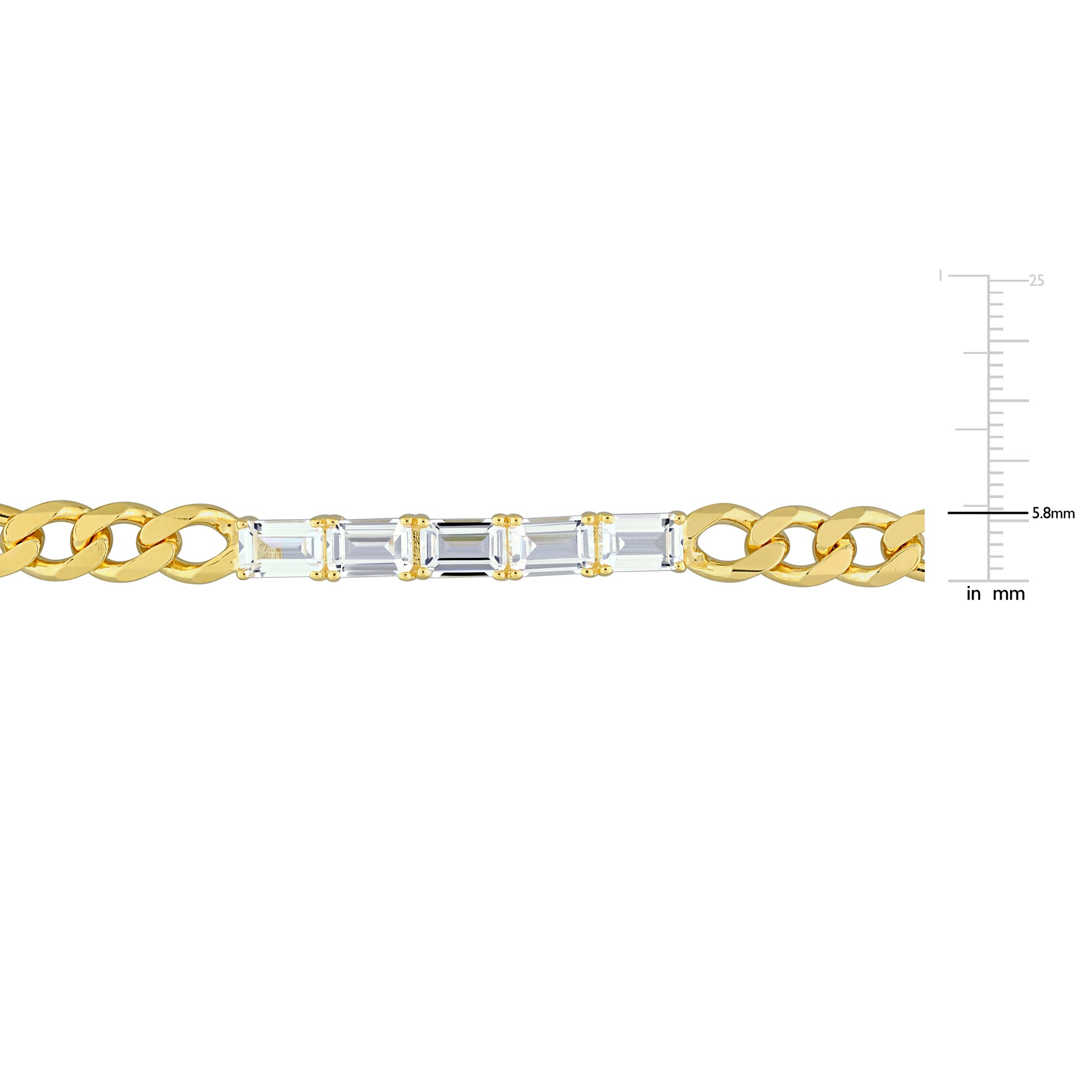 3 1/3 CT TGW Created White Sapphire Birthstone Link Bracelet in Yellow Plated Sterling Silver
