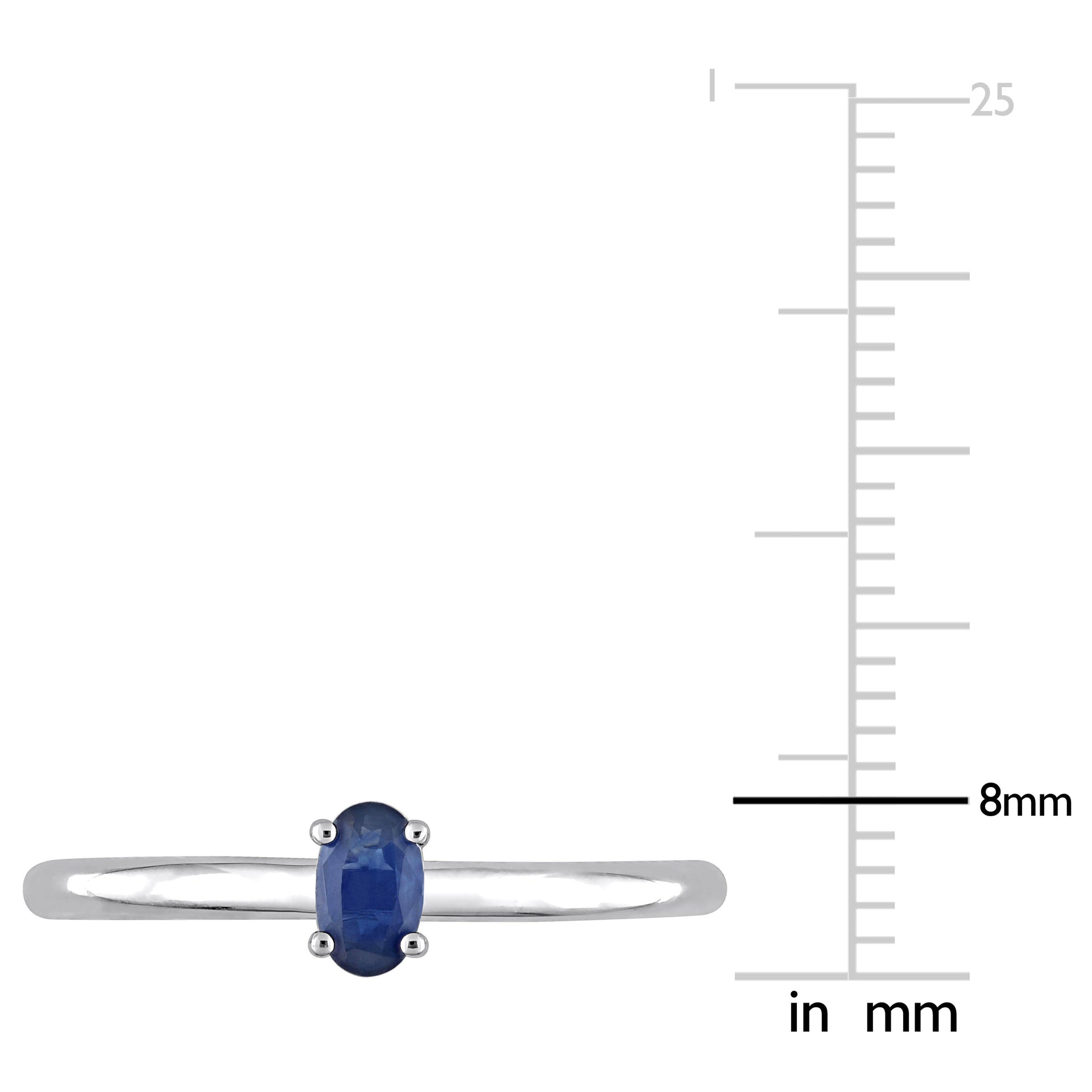 1/3 CT TGW Oval Blue Sapphire Stackable Ring in 10k White Gold