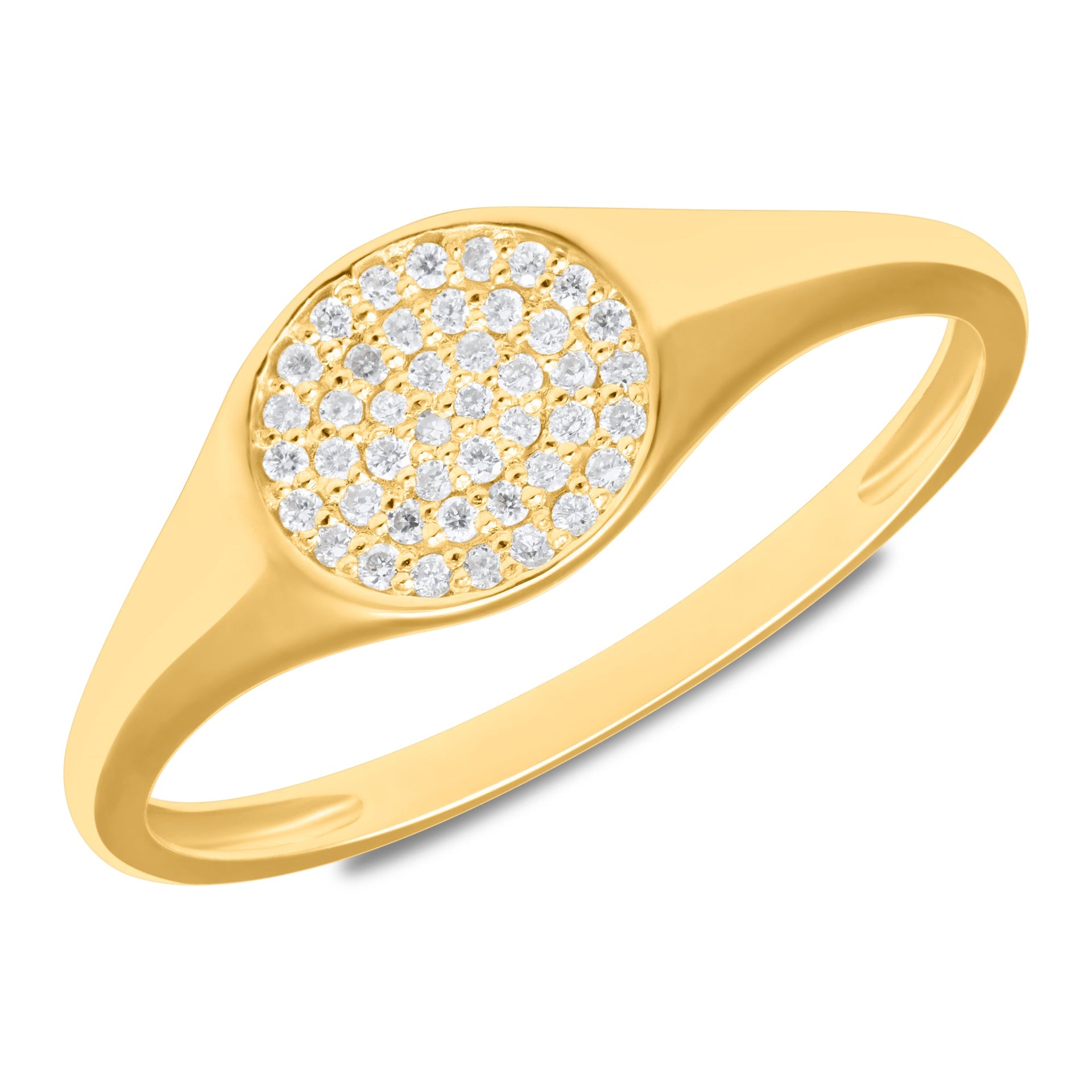 14k Yellow Gold Lab Grown Diamond Signet Ring