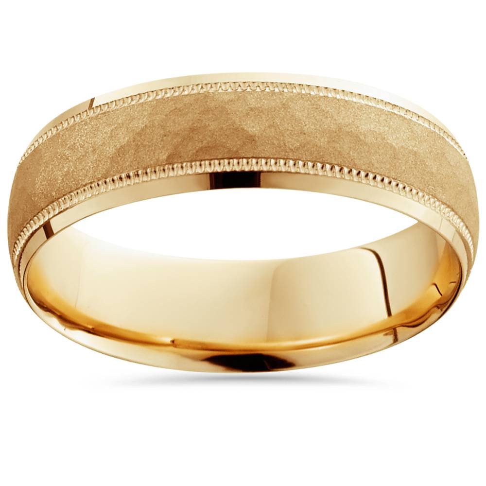 Hammered 6mm Wedding Band 10K Yellow Gold Size Selectable