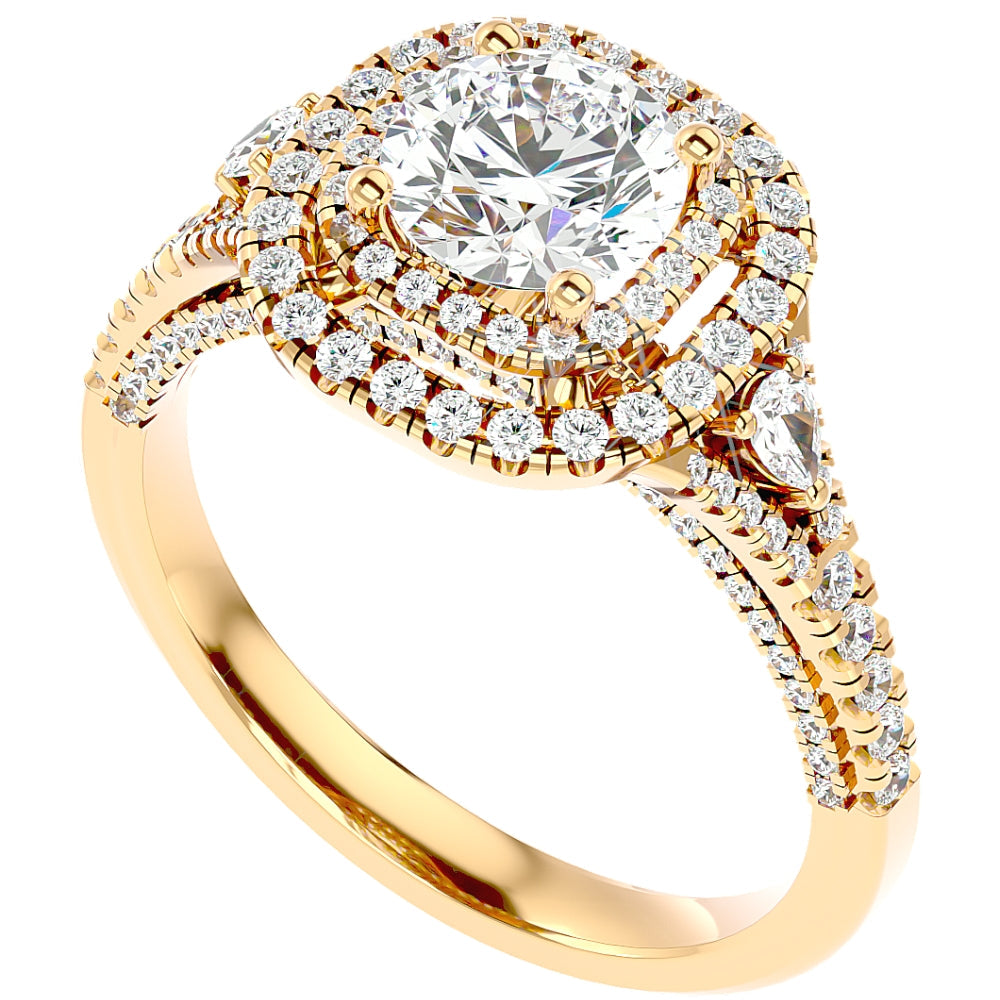 1 3/4 ct Diamond & Moissanite Halo Engagement Ring in 10k Gold
