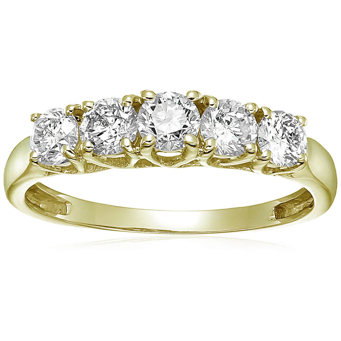 1 Cttw Certified I1-I2 5-stone Diamond Ring 14K White Or Yellow Gold Engagement