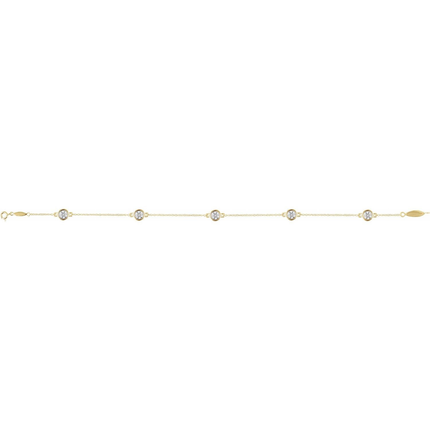 14k Yellow Gold 1/3 Ctw Lab-grown Diamond Bezel-set Station Bracelet 7'
