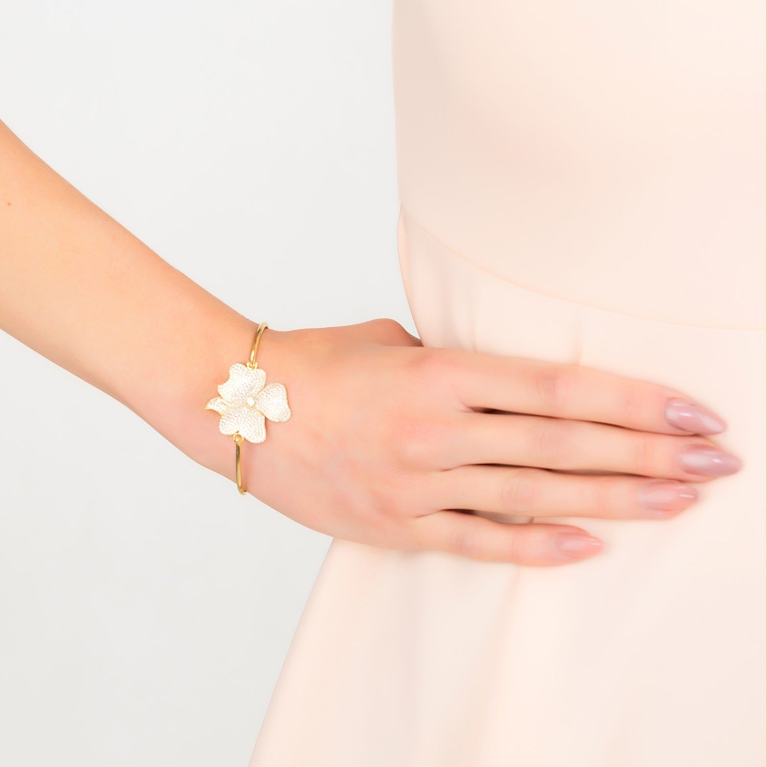 Flower Large Statement Cuff Bracelet Gold