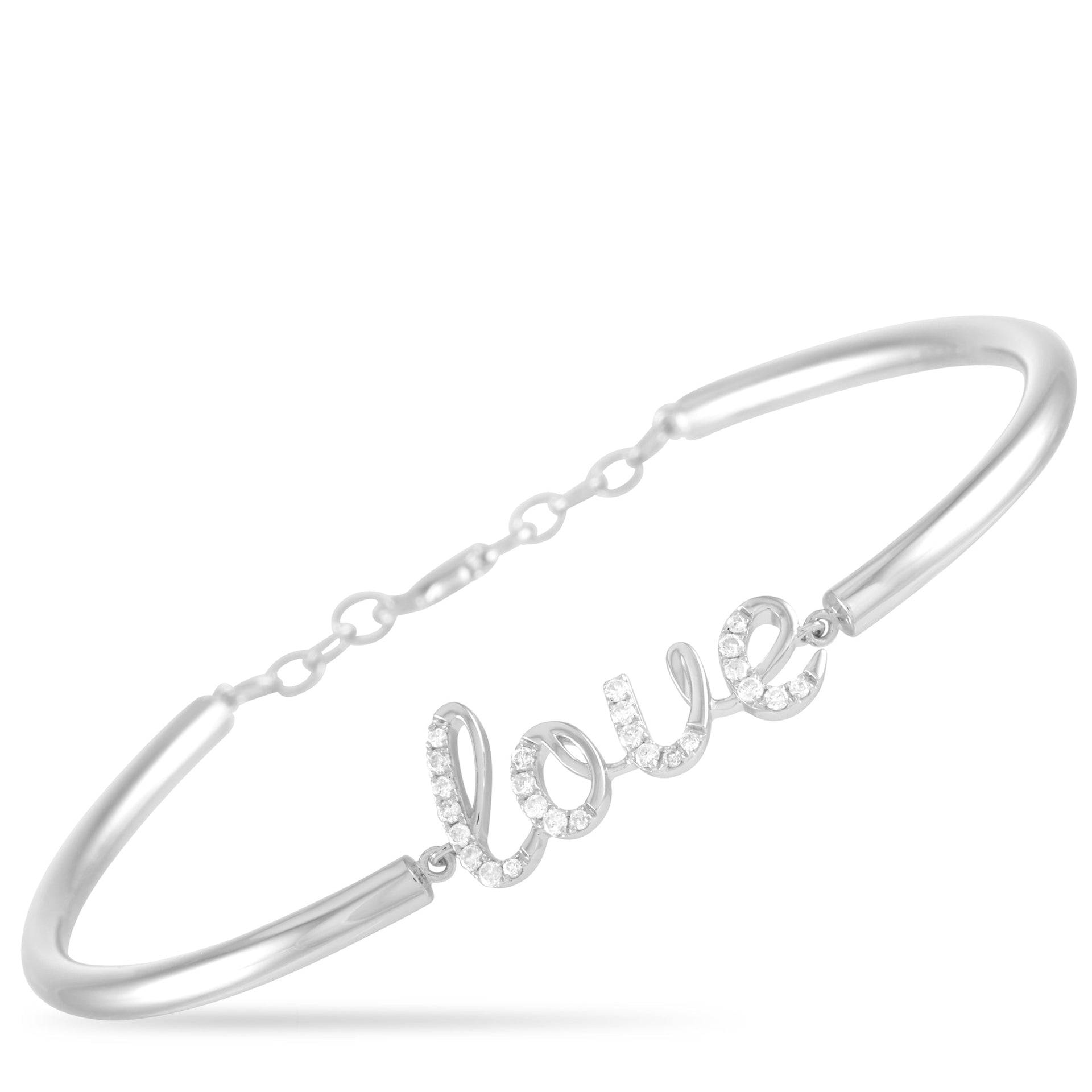 14K White Gold 0.25 ct Diamond Love Bracelet