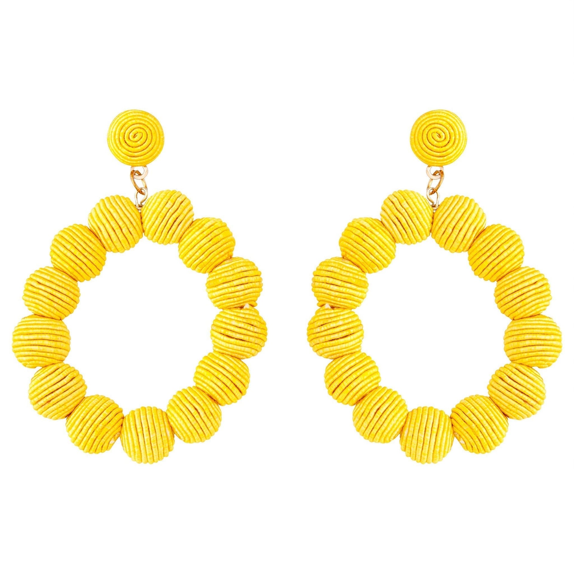 Yellow Cord Wrap Hoop Earrings