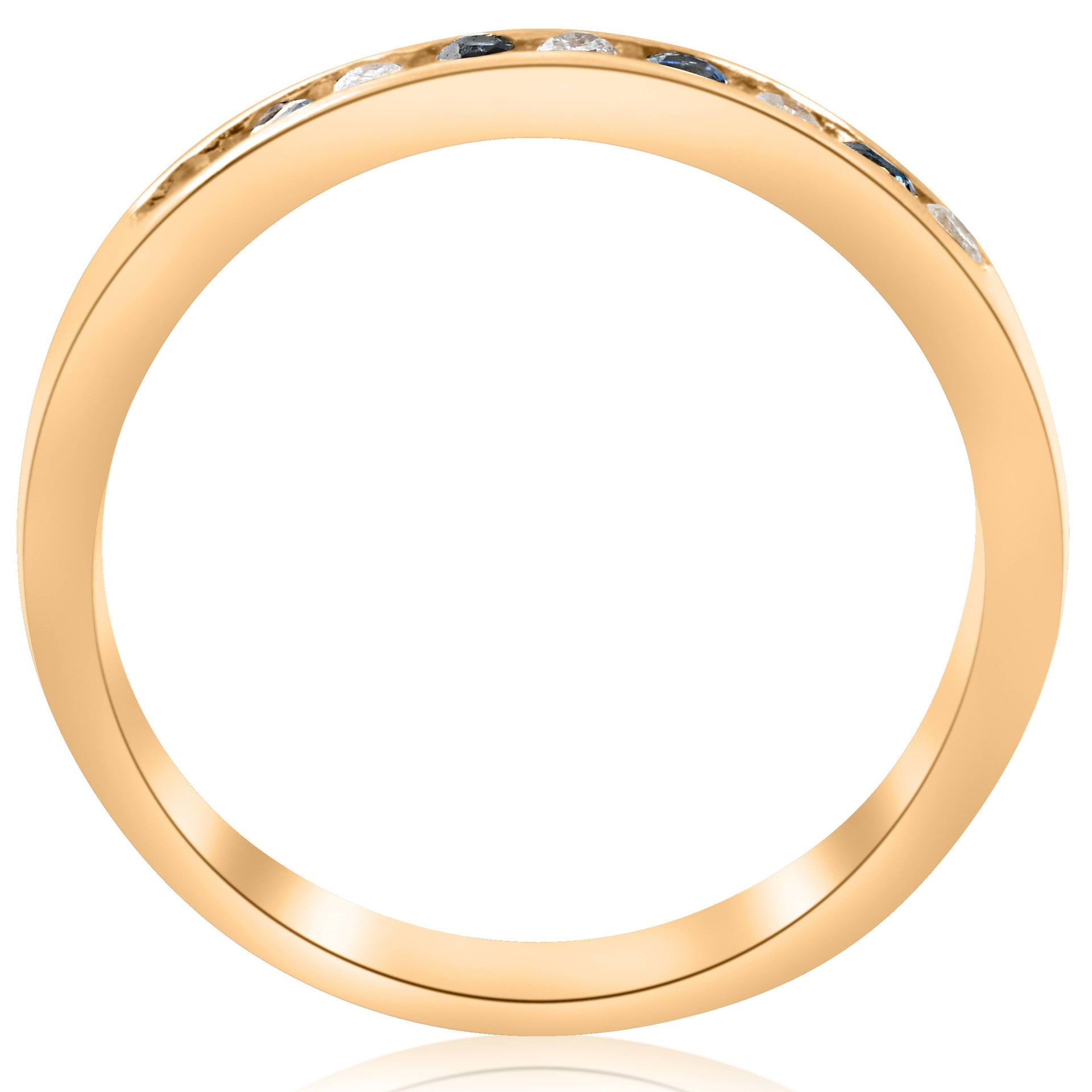 1/3ct Diamond & Blue Sapphire Anniversary Wedding Ring 14k Yellow Gold