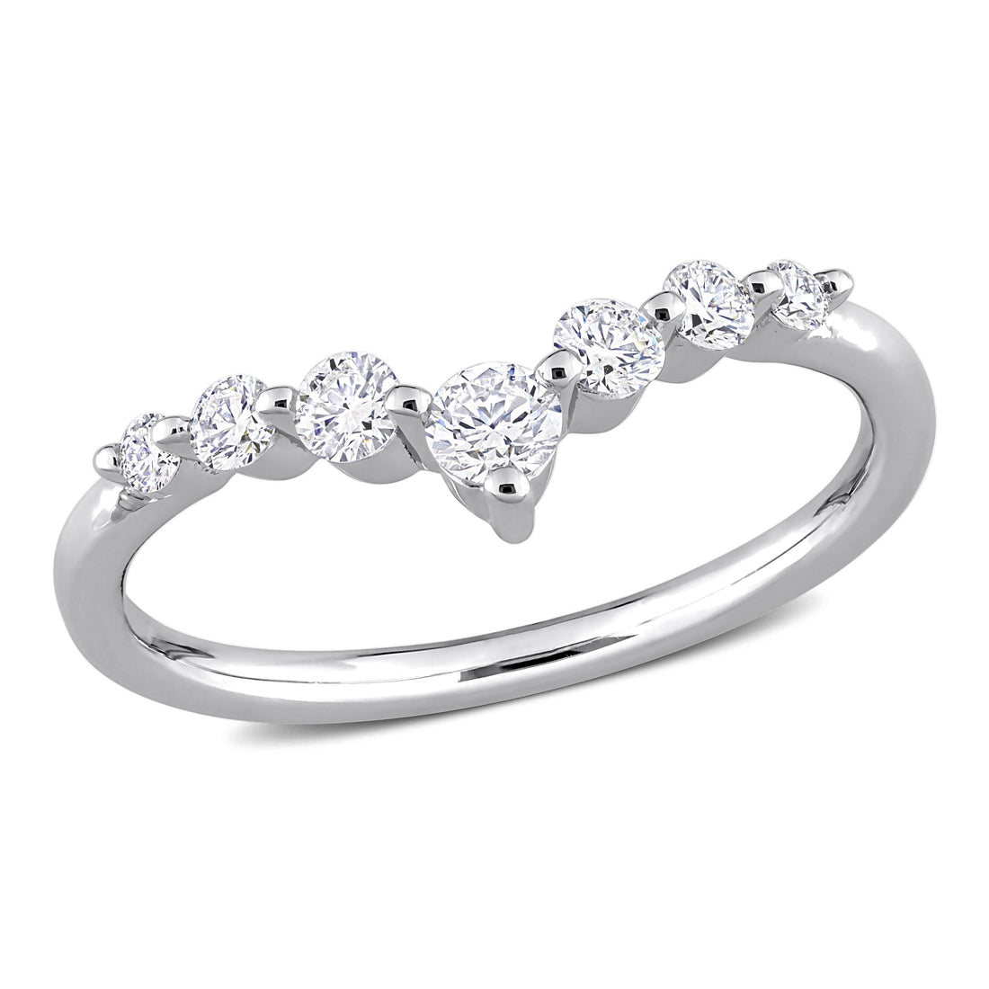 Created Forever 3/8 ct TW Lab-Grown Diamond Chevron Ring in Platinum Silver