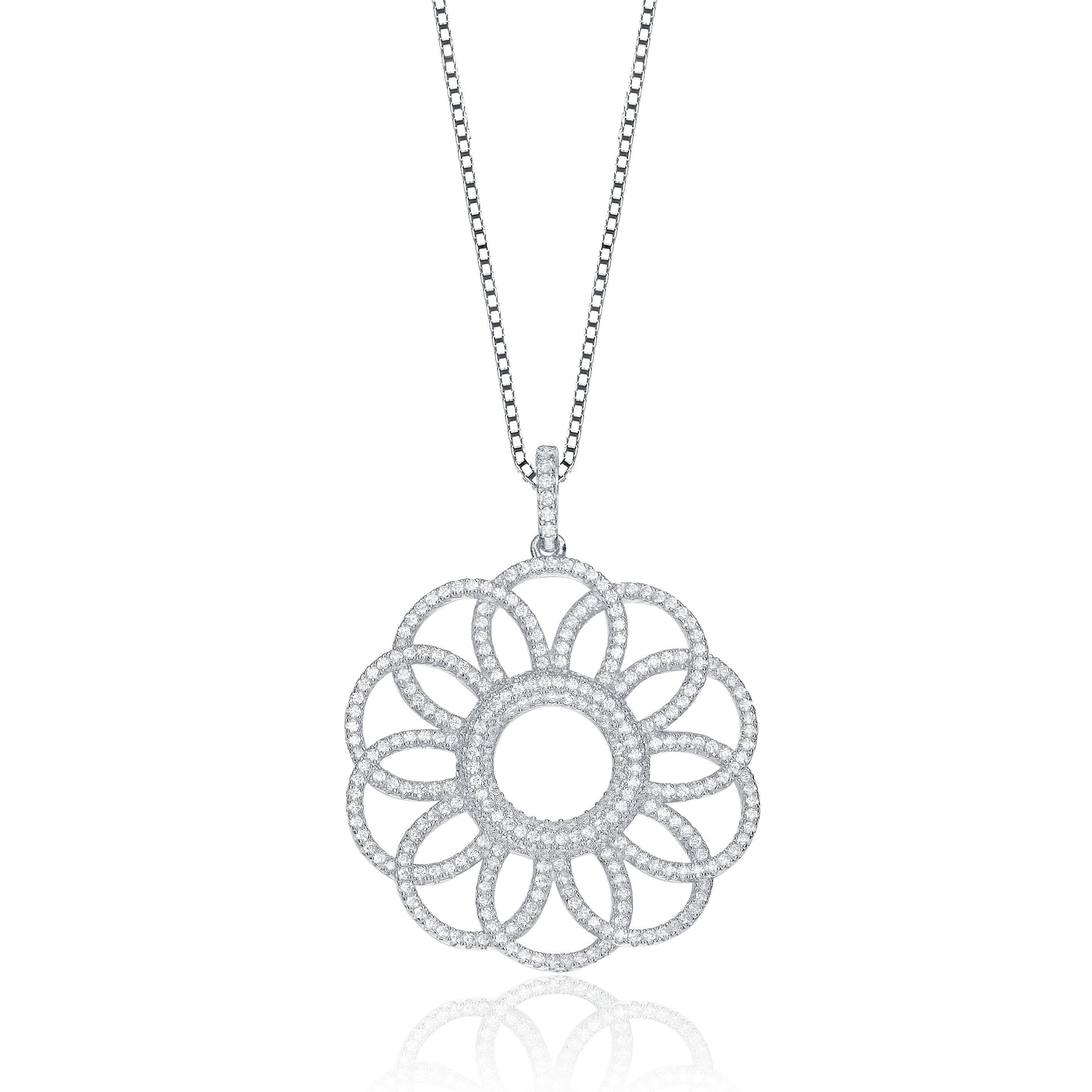 Sterling Silver White Cubic Zirconia Pendant Necklace