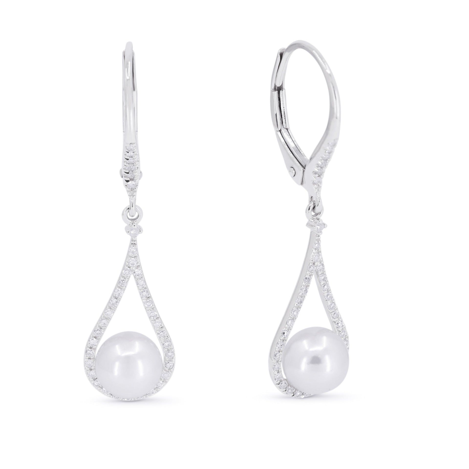 CT Pearl Drop/dangle Earrings In 14K White Gold