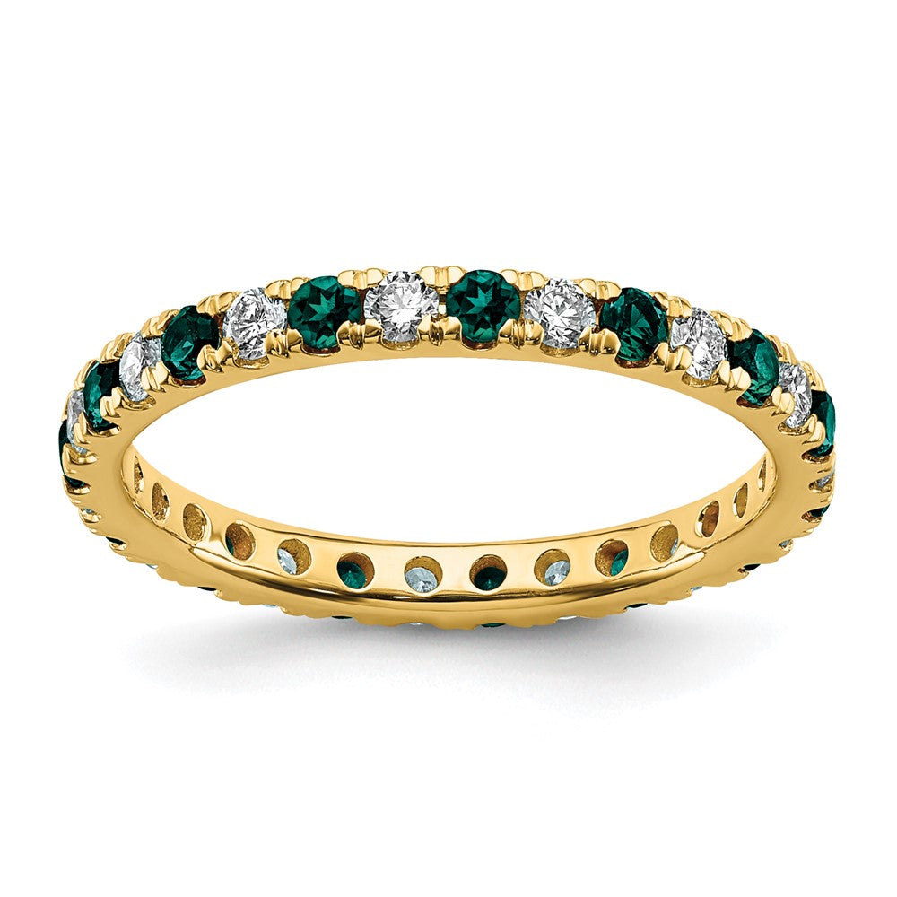 14k Yellow Gold Lab Grown Diamond & Alexandrite Eternity Wedding Band Ring 1/2ct Clarity- VS Color- G-H
