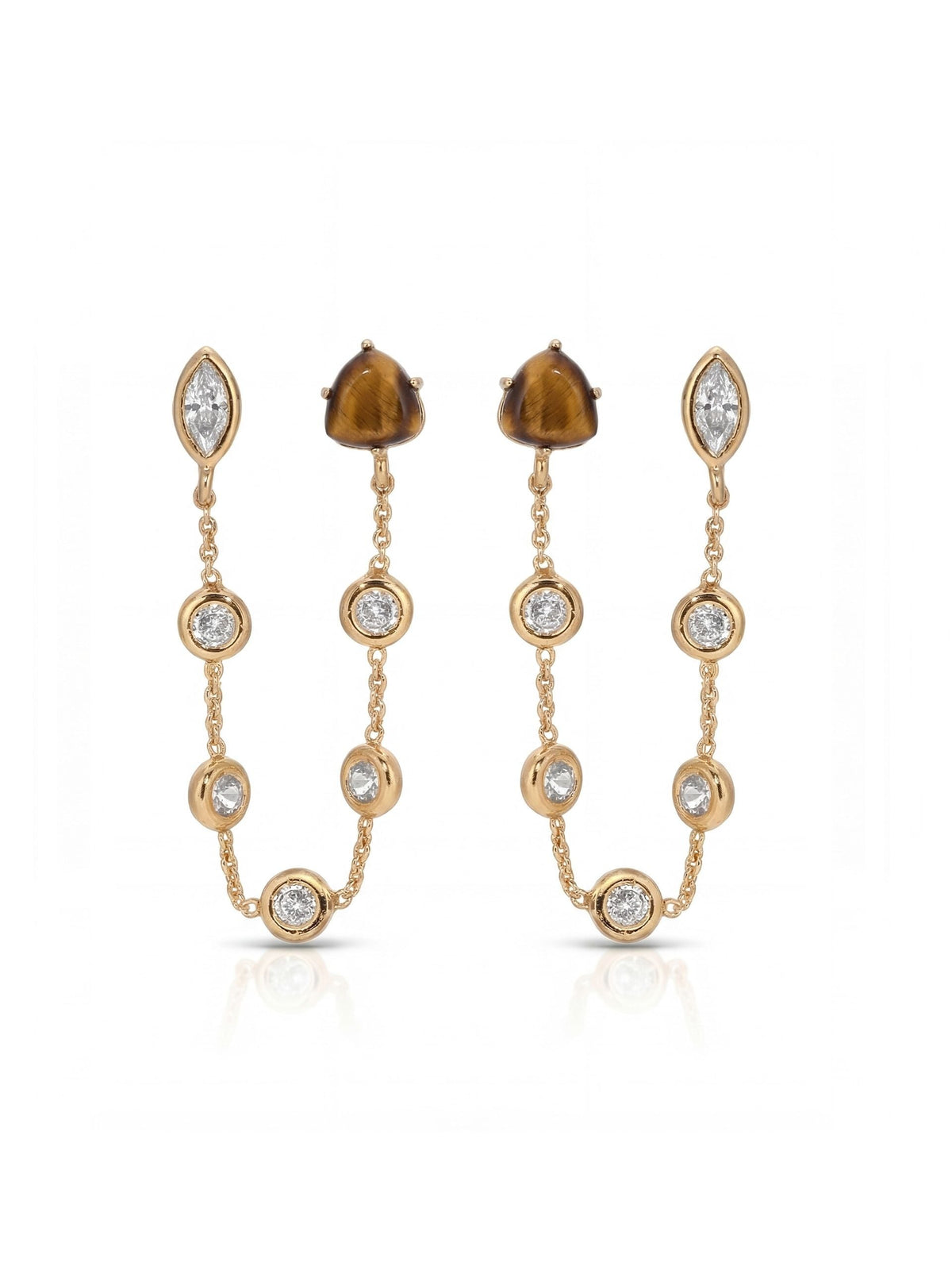 Double Piercing Tiger's Eye Earrings