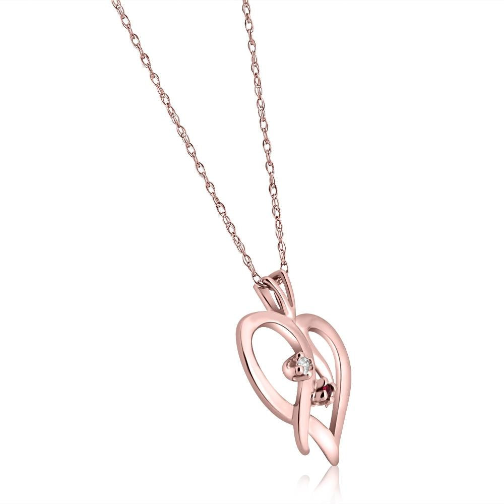 Ruby & Diamond Necklace Heart Shaped Pendant in 14k White, Yellow, or Rose Gold