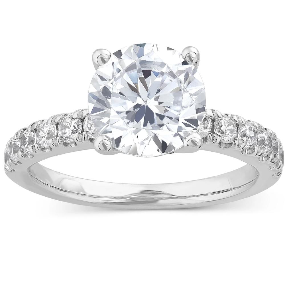 Certified 4 ct TW Diamond Pave Engagement Ring in 14k Gold Lab Grown