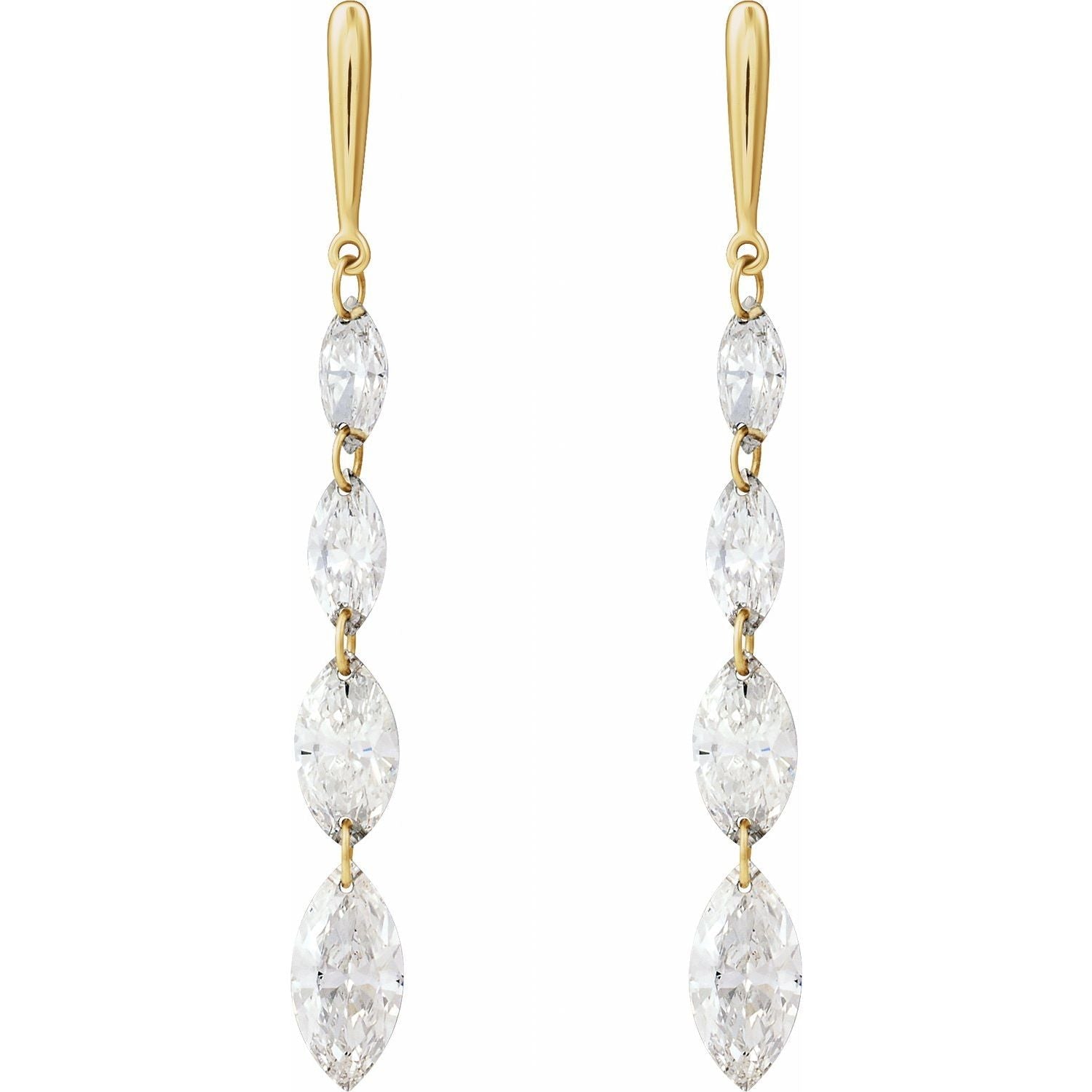 14K Yellow Gold 1 1/2ct Lab-grown Diamond Drilled Diamond Earrings Clarity SI Color G-H