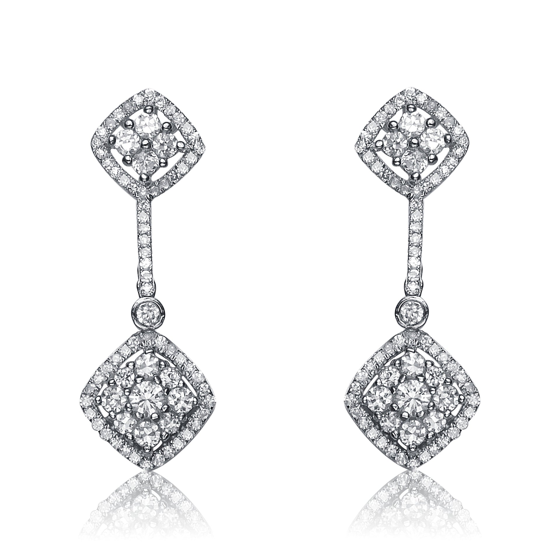 Sterling Silver Cubic Zirconia Long Drop Earrings