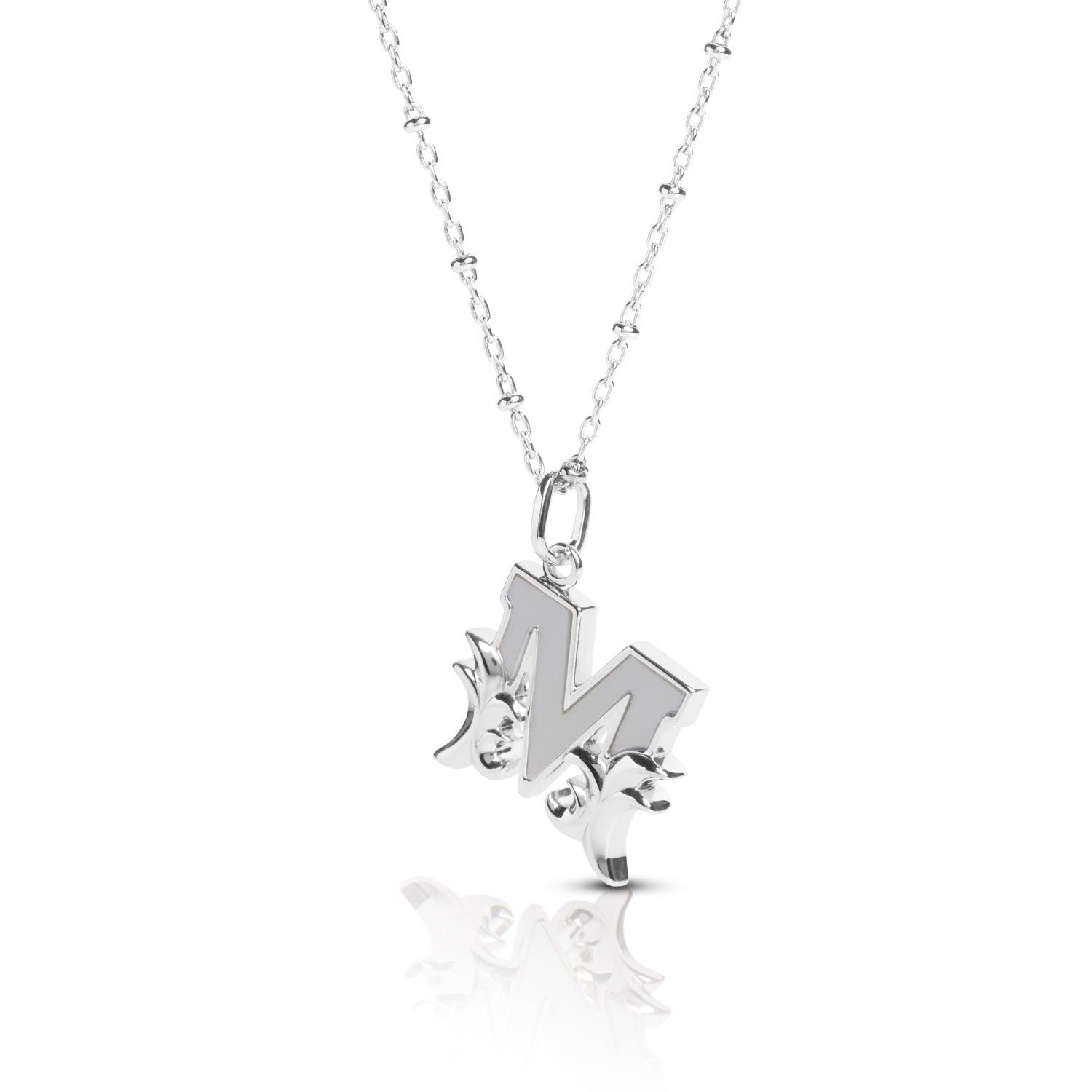 Solid Silver M Initial Necklace With Mother Of Pearl