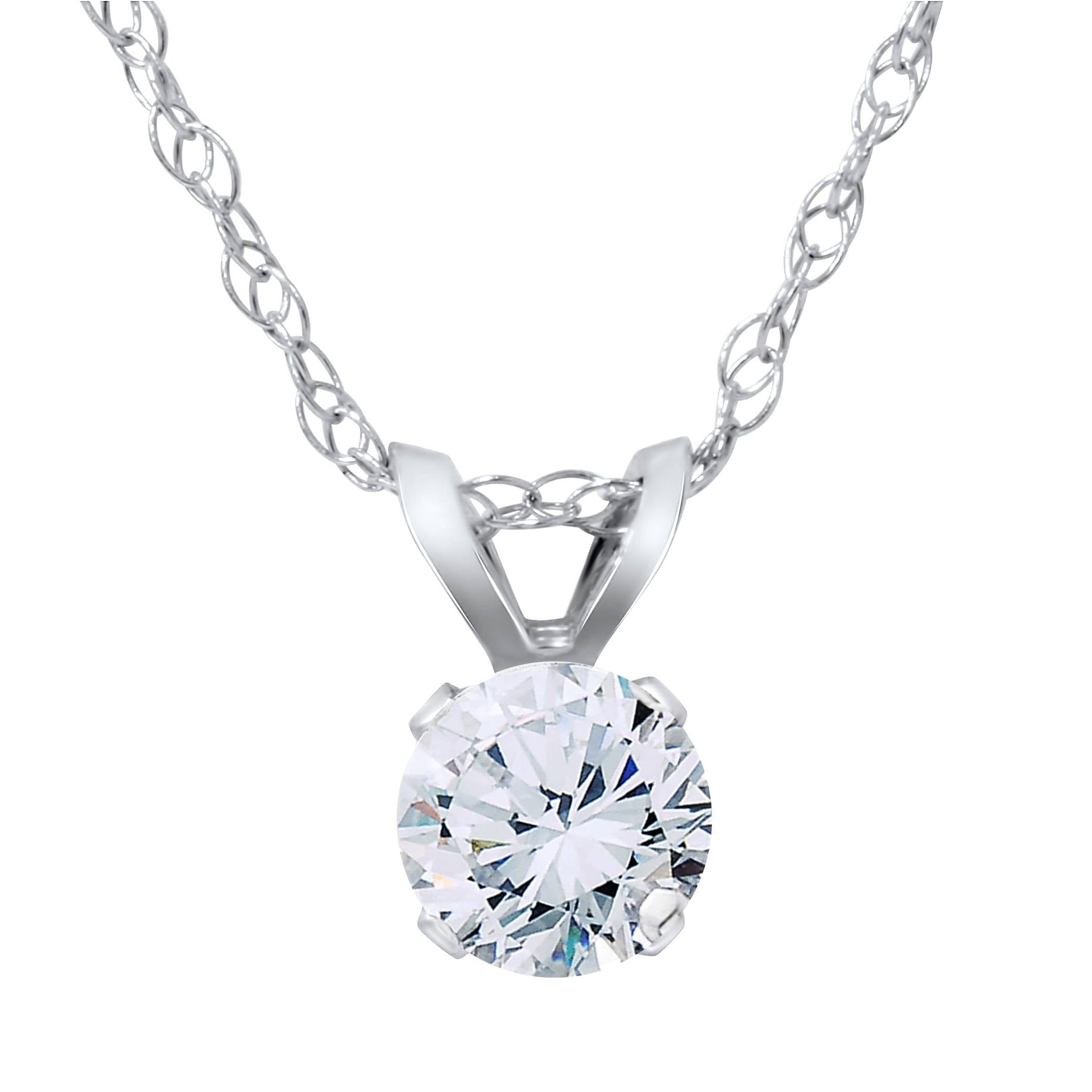 VS 3/8 ct Diamond Solitaire Pendant 14K White Gold