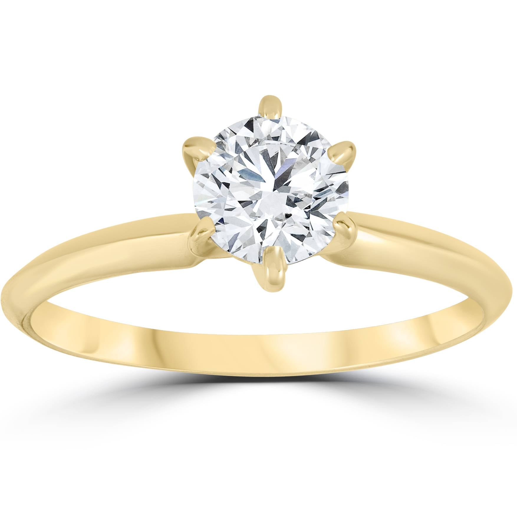 14k Yellow Gold 3/4ct Round Solitaire Diamond Engagement Ring