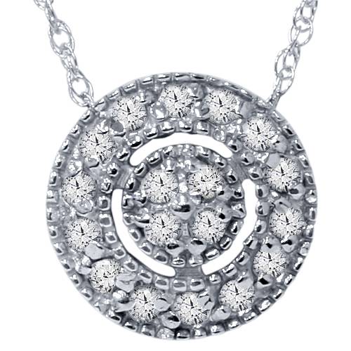 1/4ct Diamond Pave Halo Pendant 14K Black Gold Womens Necklace & 18' Chain