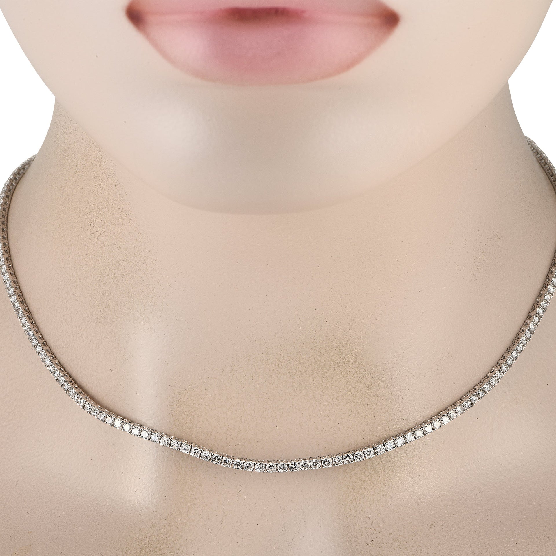 LB Exclusive 14K White Gold 7.00ct Lab-grown Diamond Tennis Necklace MF17-100924