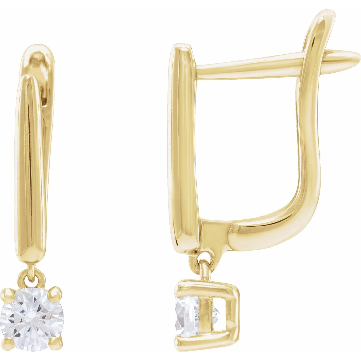 14K Gold 1/2ct Lab-grown Diamond Dangle Earrings Clarity SI Color G-H