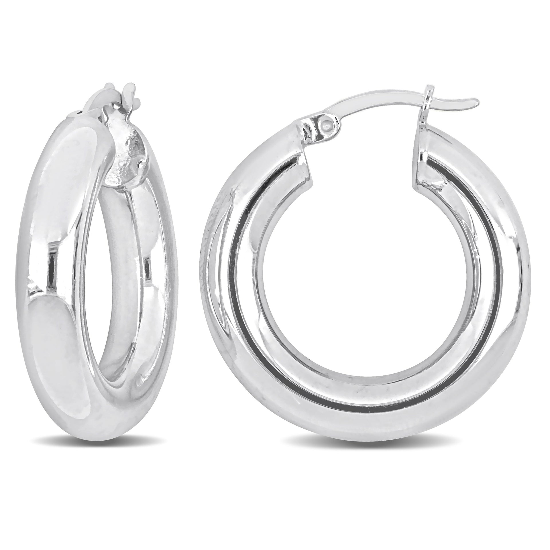 Mimi & Max 25x5mm Round Hoop Earrings in Sterling Silver