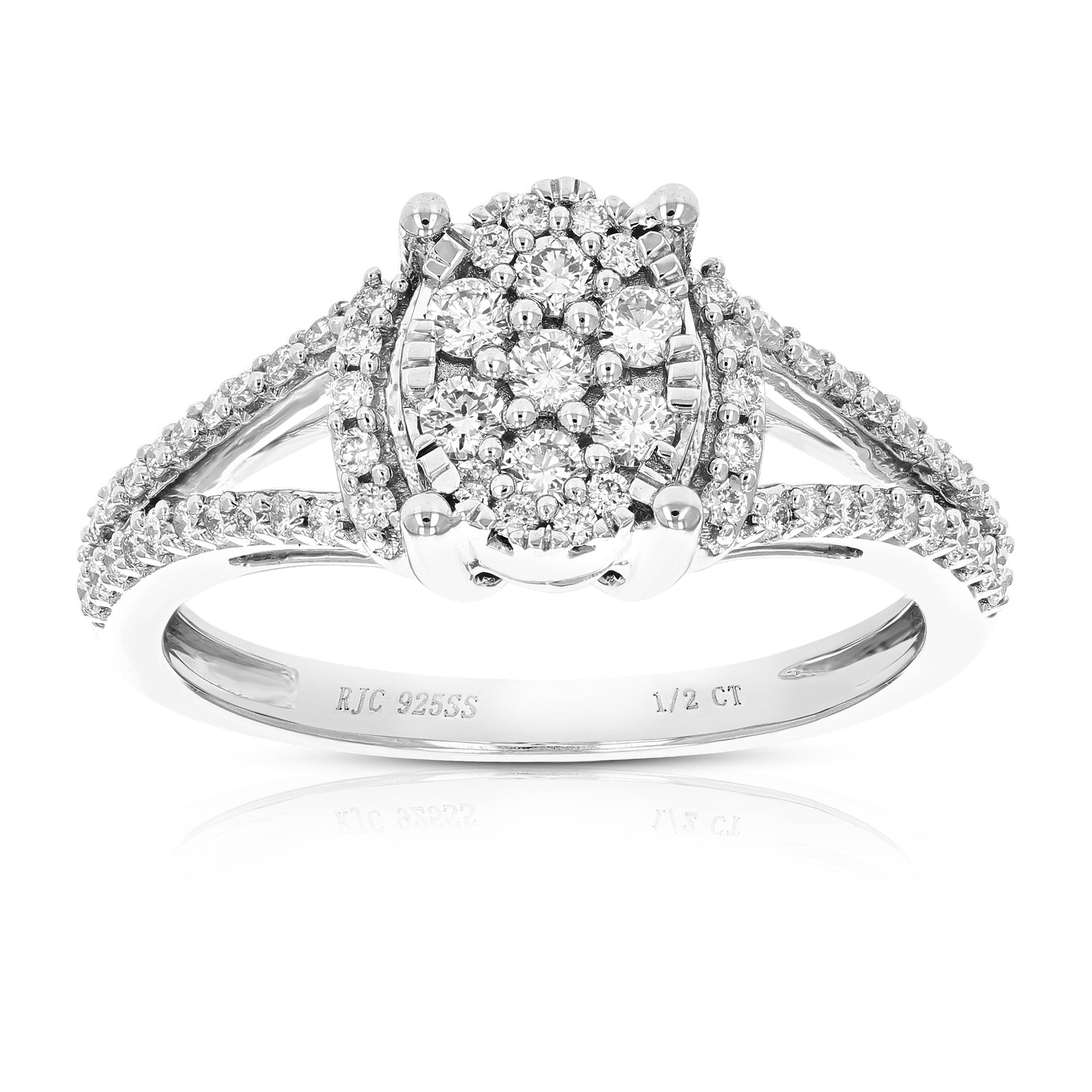 1/2 cttw Round Lab Grown Diamond .925 Sterling Silver Wedding Engagement Ring