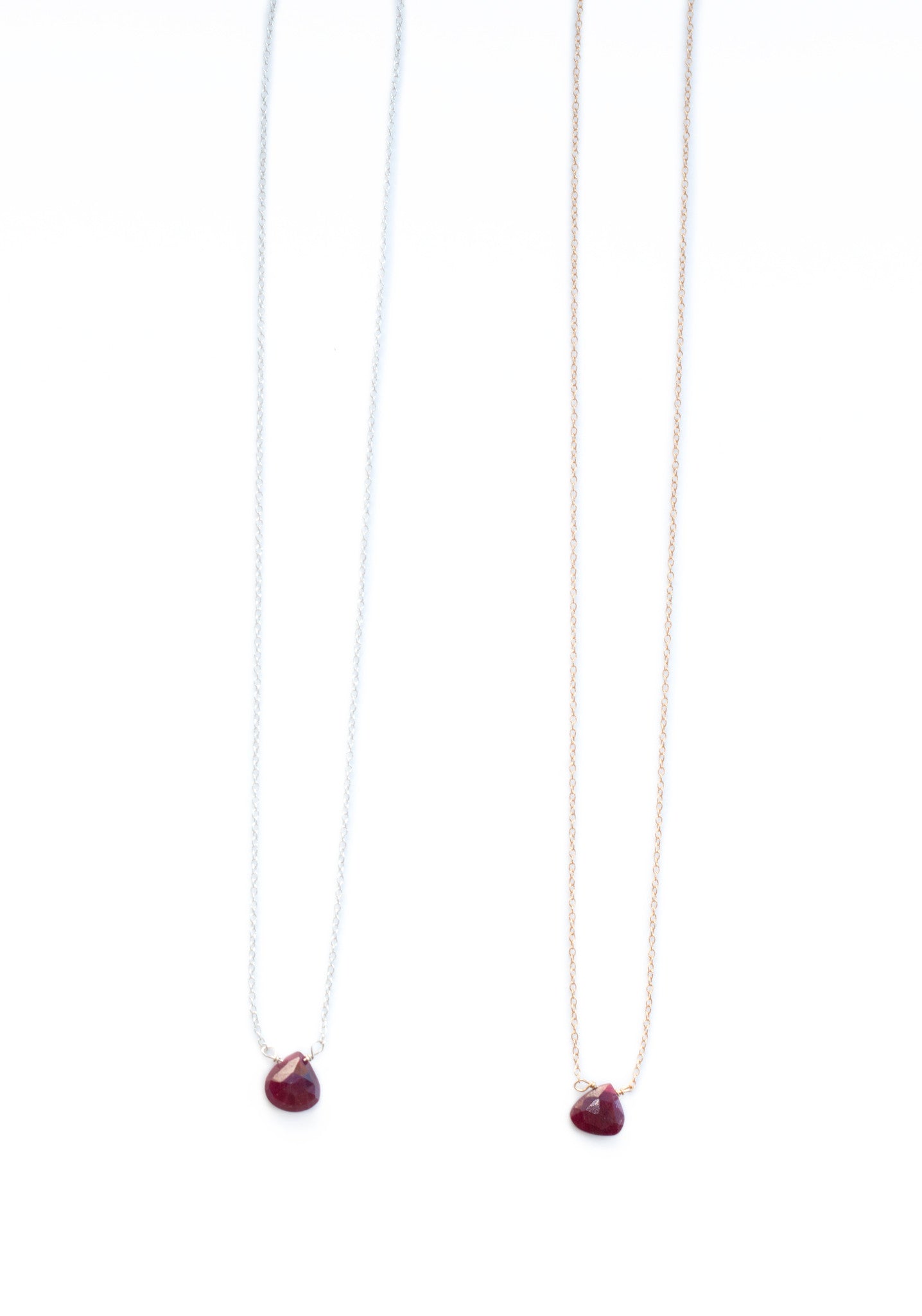 Stephanie Delicate Drop Demi Fine Necklace in Ruby