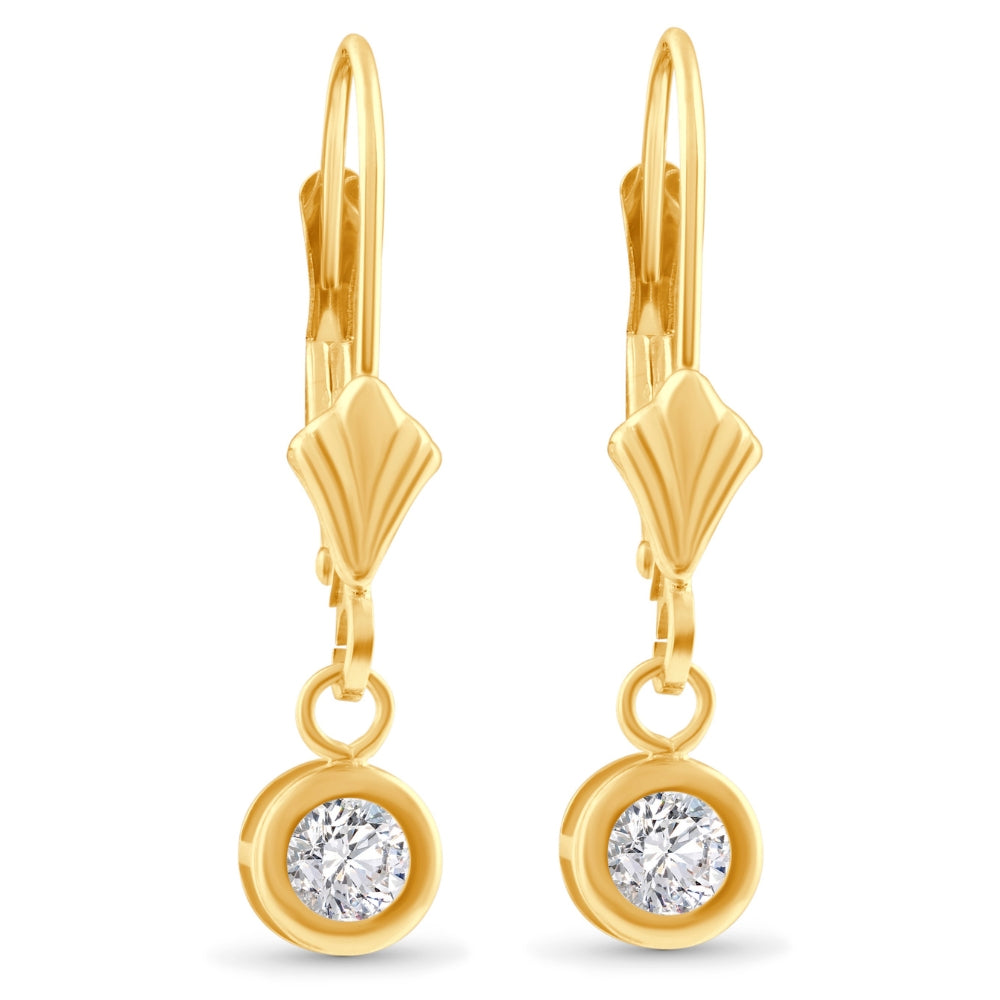 1/2Ct Diamond Lab Grown Dangle Lever Back Hoop Earrings 14k Yellow Gold