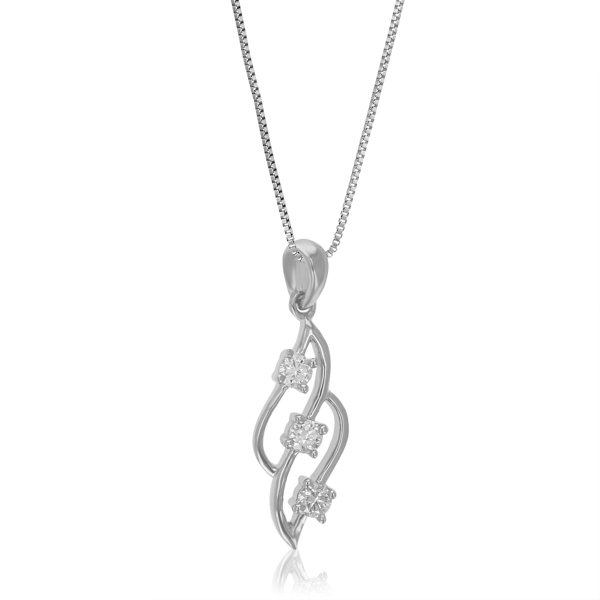 1/6 cttw Lab Grown Diamond Pendant Necklace .925 Sterling Silver For Women 1/4 Inch With 18 Inch Chain