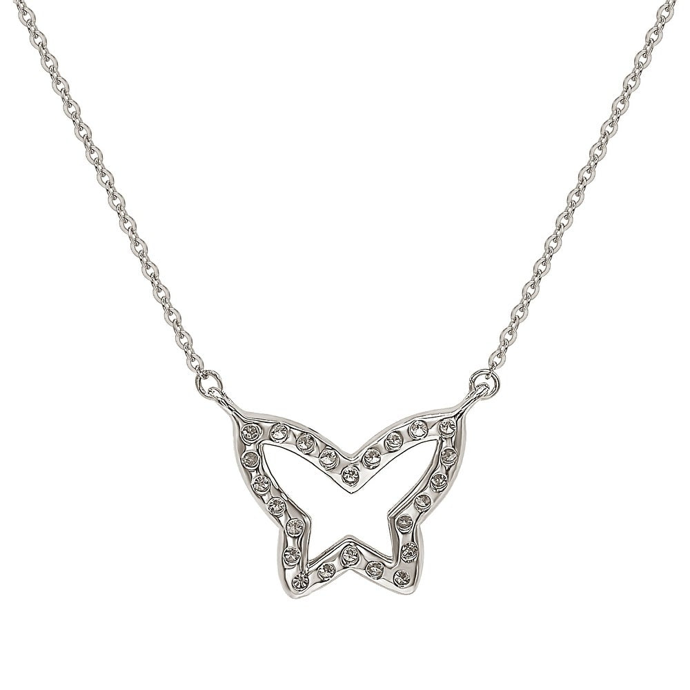 Suzy Levian 14K White Gold 0.30cttw Diamond Butterfly Necklace