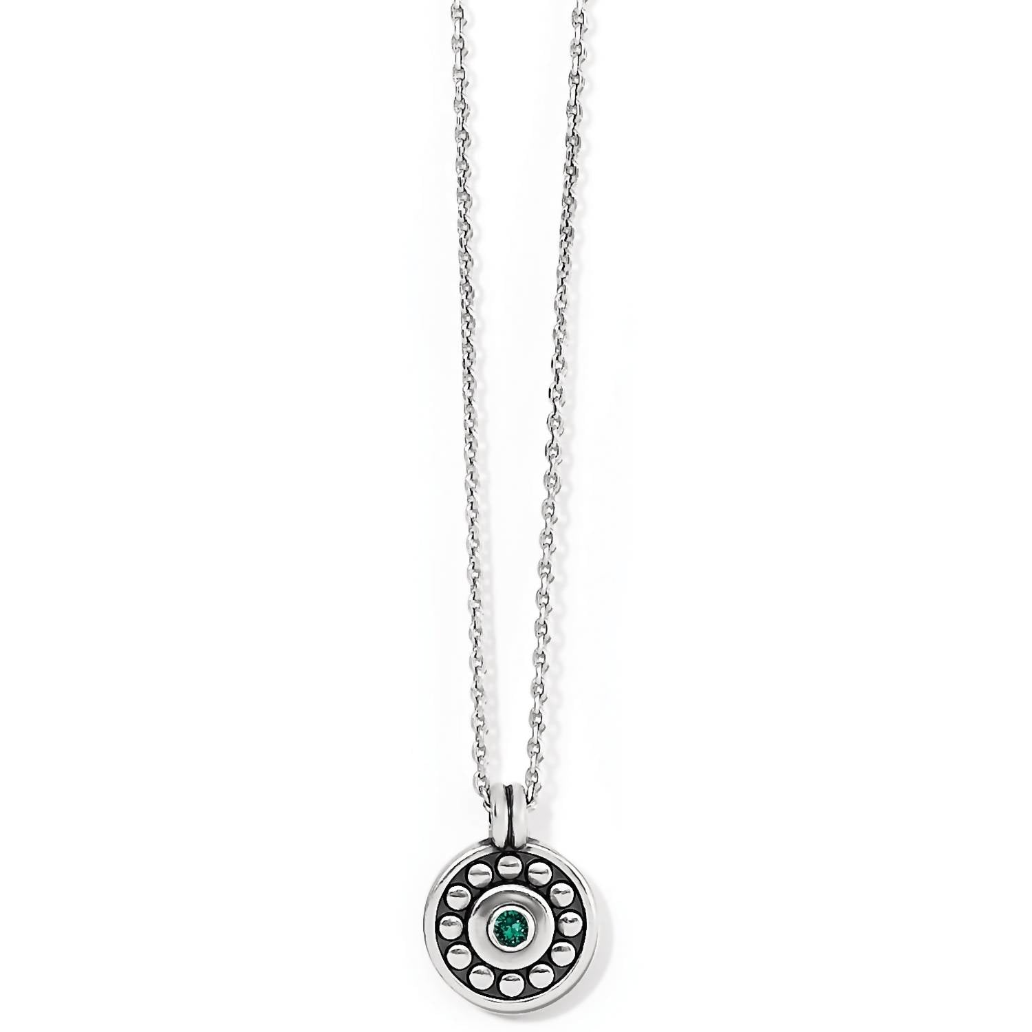 Women's Pebble Dot Medali Petite Birthstone Necklace In May-emerald