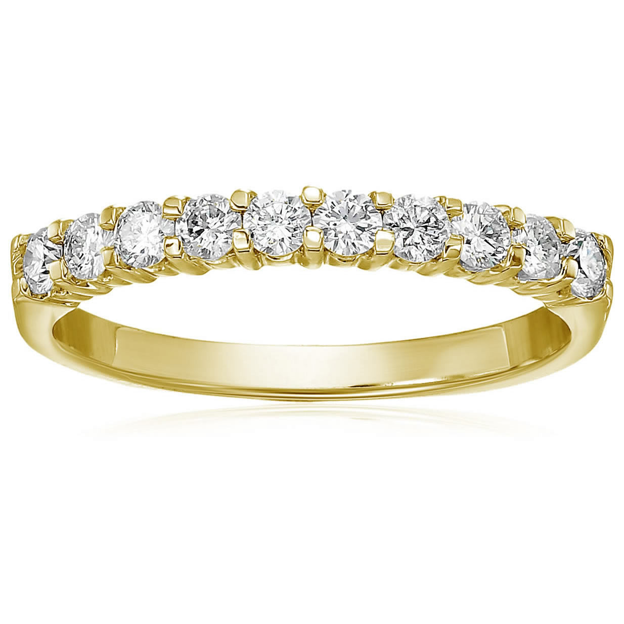 3/4 Cttw Diamond Wedding Band 14K Gold 10 Stones Prong Set Round