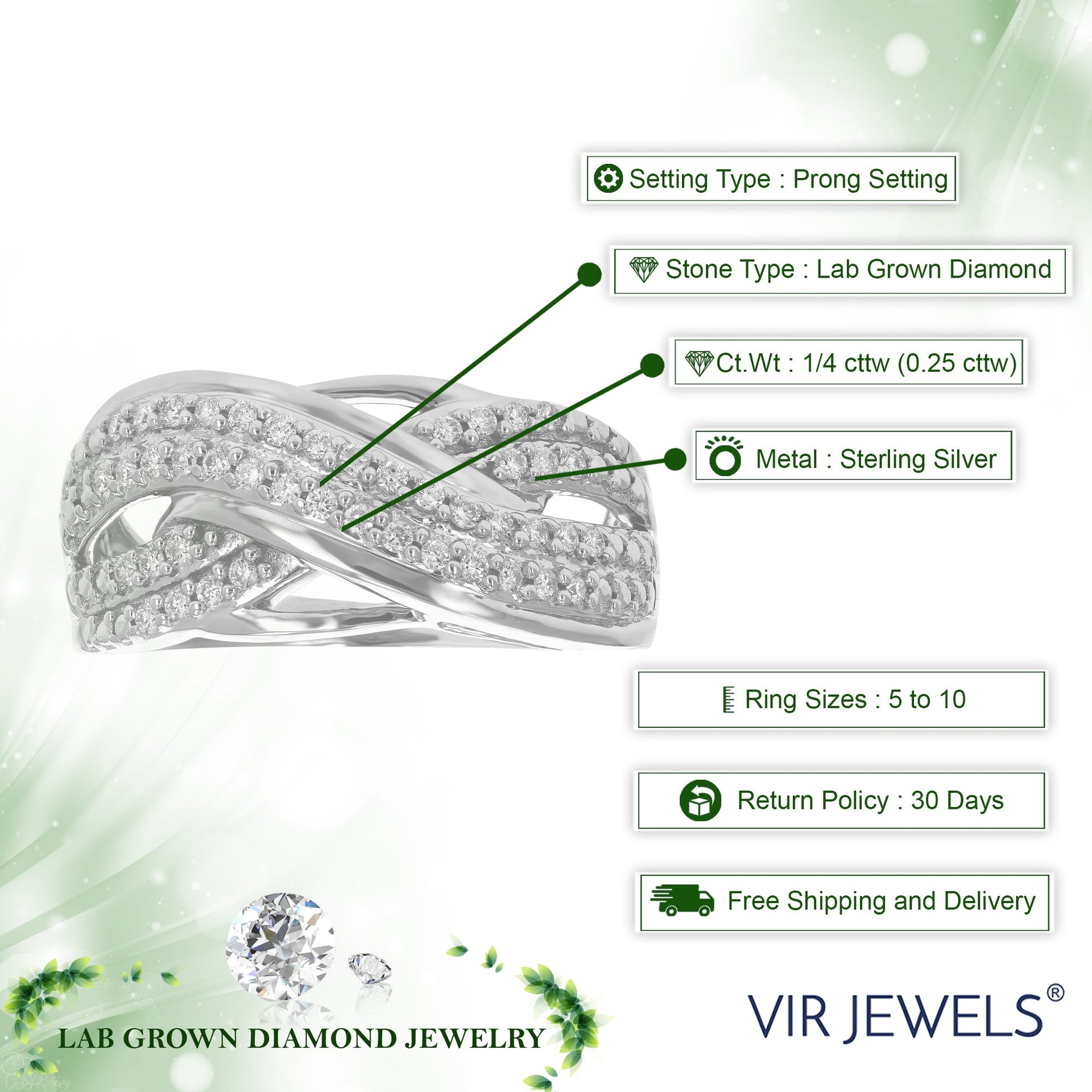 1/4 cttw Round Cut Lab Grown Diamond .925 Sterling Silver Wedding Engagement Ring