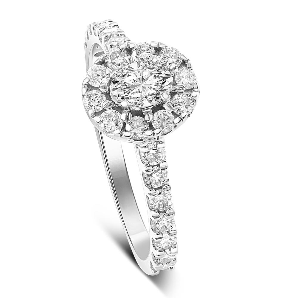 1Ct Oval Diamond Halo Engagement Ring in 10k White Gold