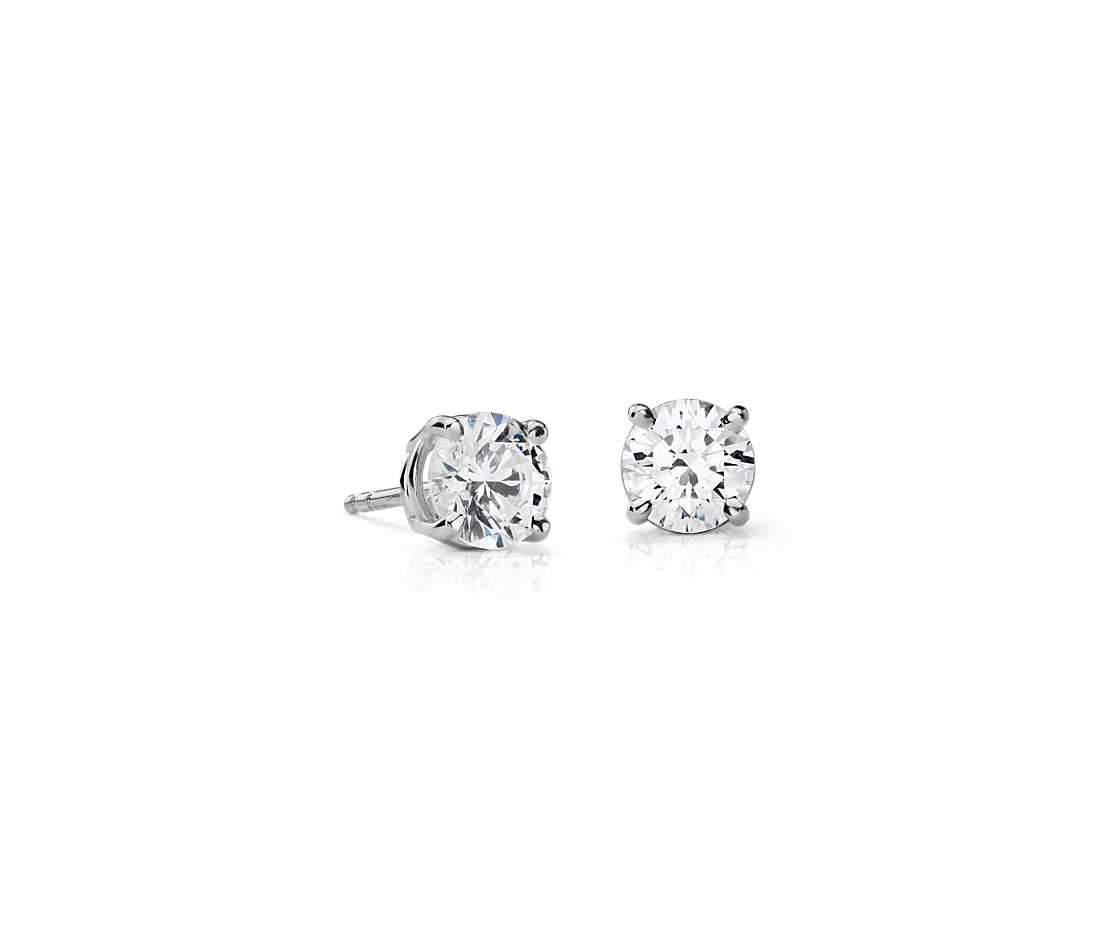 Suzy Levian 14K White Gold Classic Four-Prong 1cttw Diamond Stud Earrings