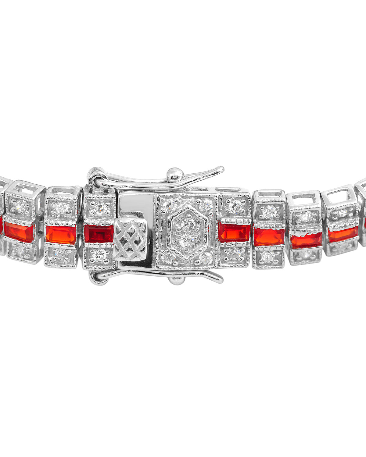 Sterling Silver Sapphire Cubic Zirocnia Stripe Bracelet