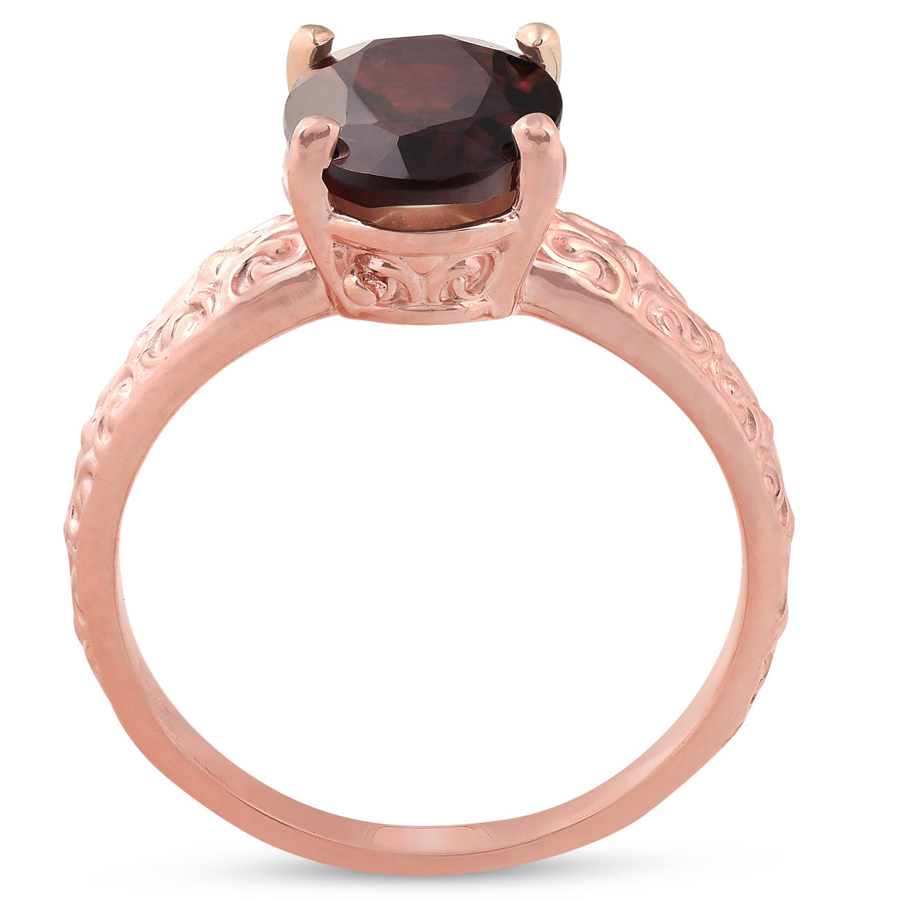 2 CT Oval Garnet Vintage Engagement Ring 10K Rose Gold