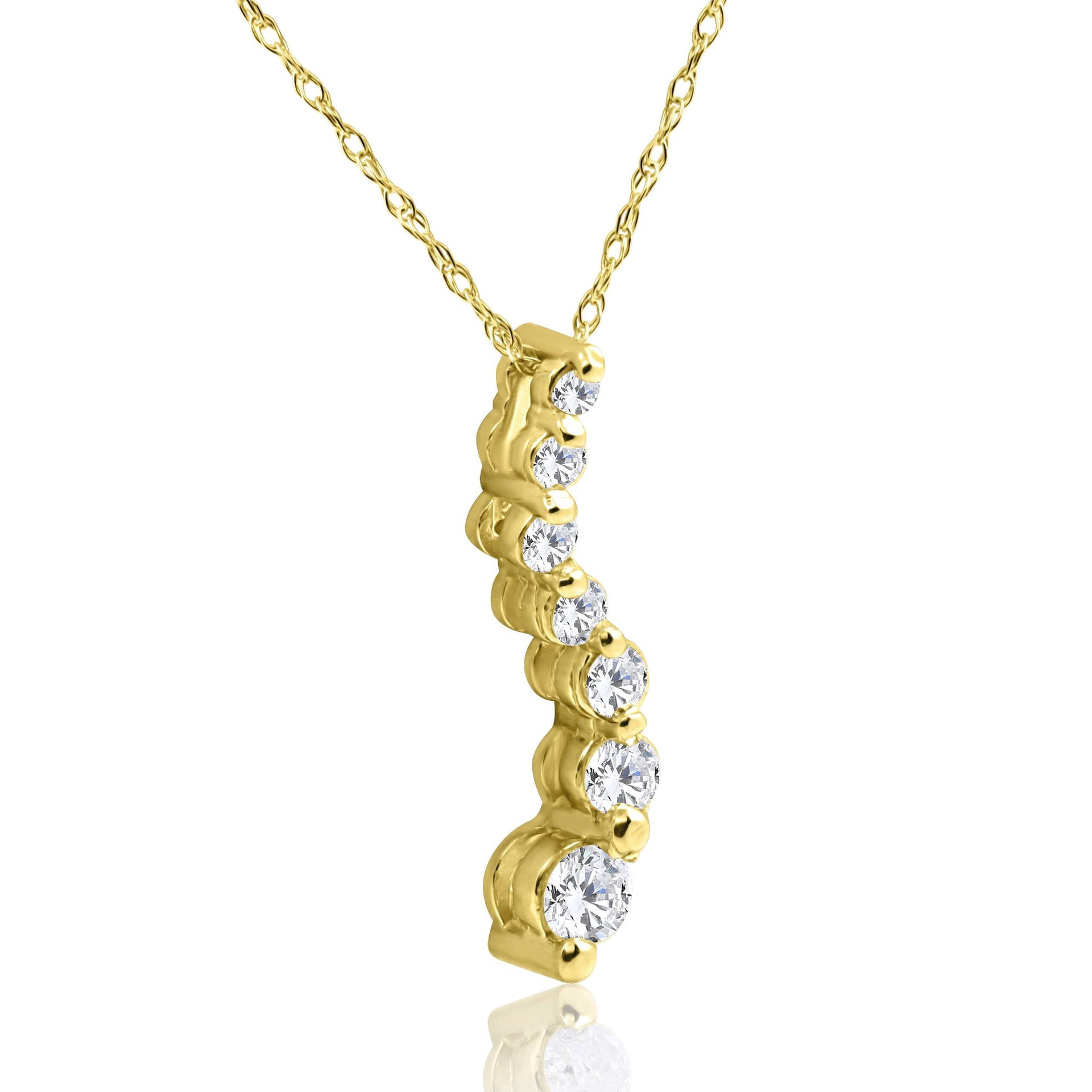 1/2 ct Diamond Journey Pendant Necklace 14K Yellow Gold