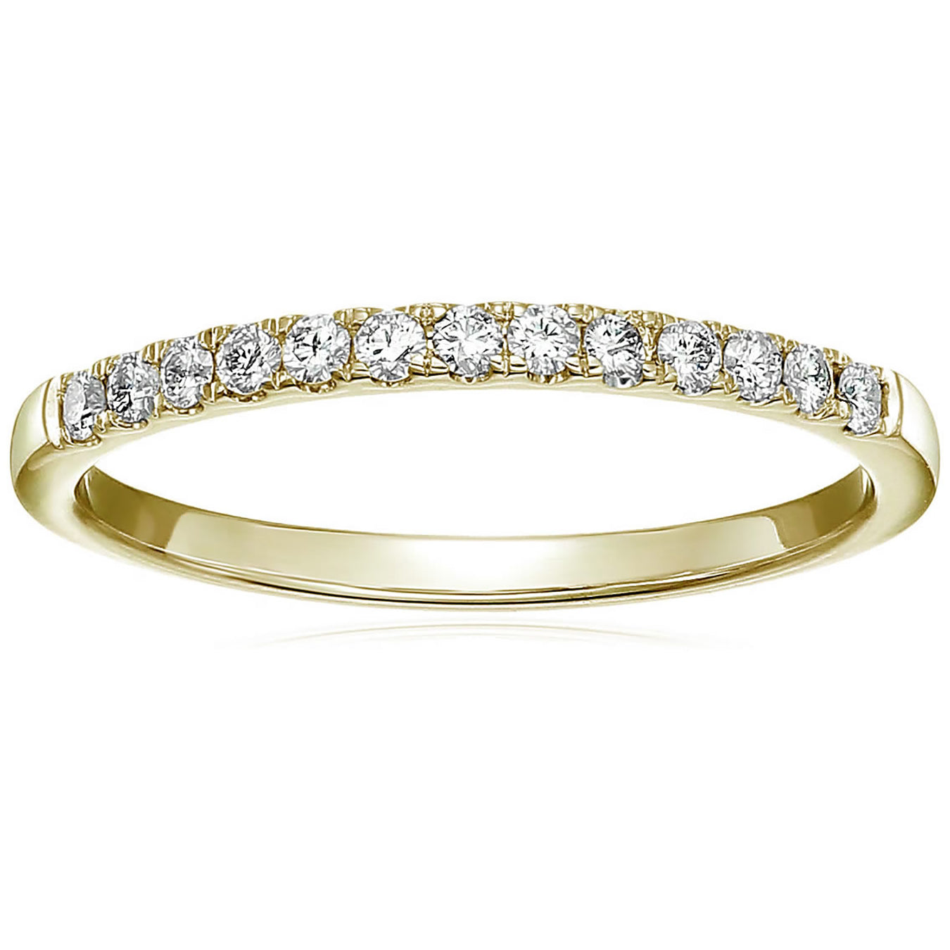 1/5 Cttw Pave Diamond Wedding Band For Women In 14K Yellow Gold Prong Set Ring