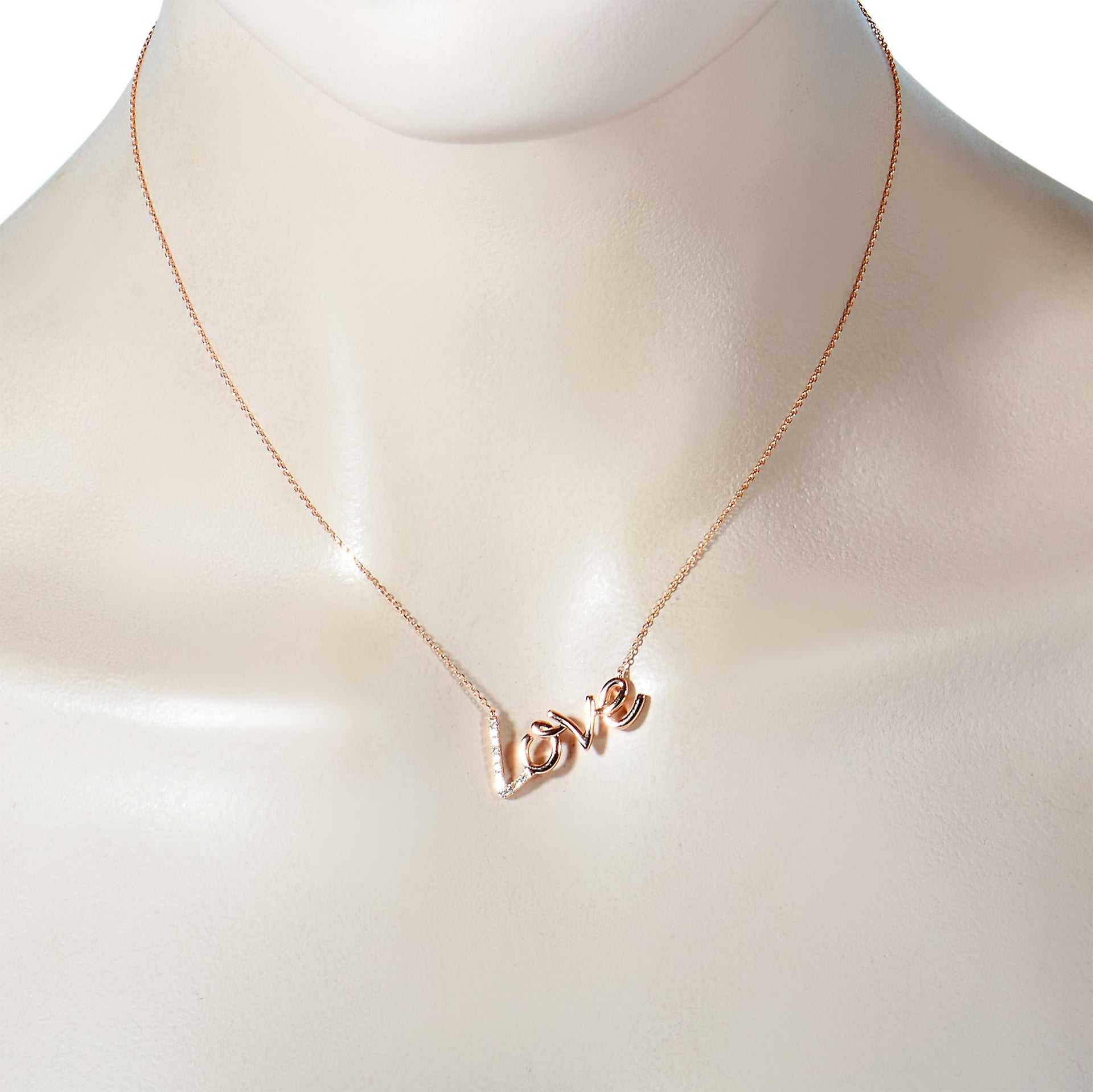 14K Rose Gold 0.10 ct Diamond Love Pendant Necklace