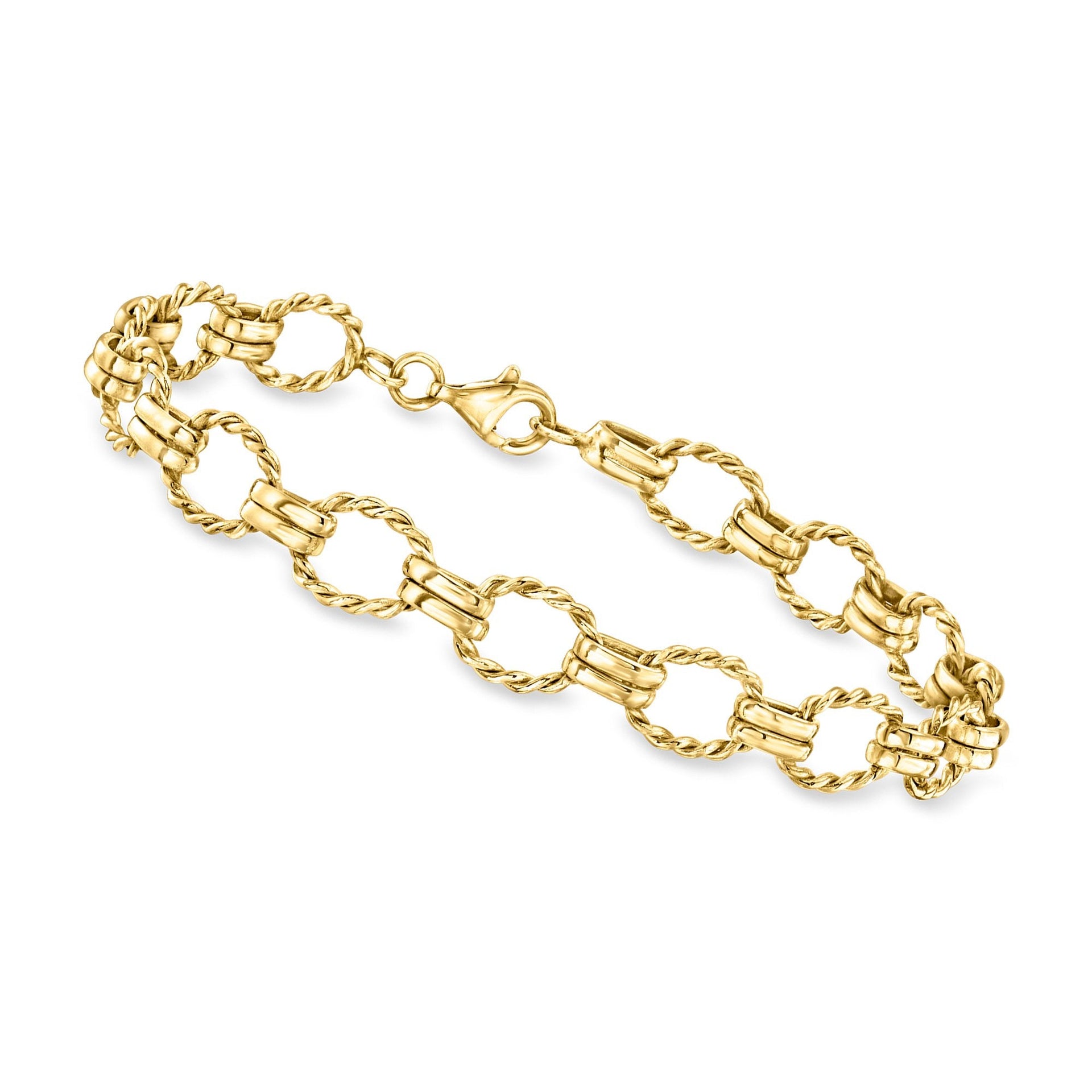 Canaria 10kt Yellow Gold Roped Oval-link Bracelet